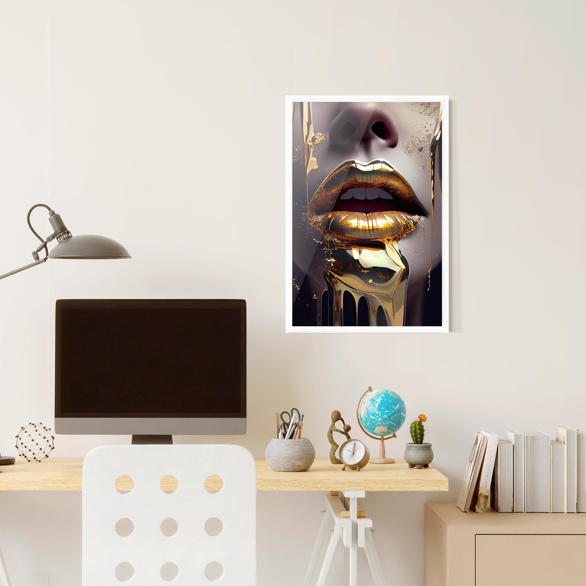 Keretezett Poszter Glamorous Gold Lips mockup 6