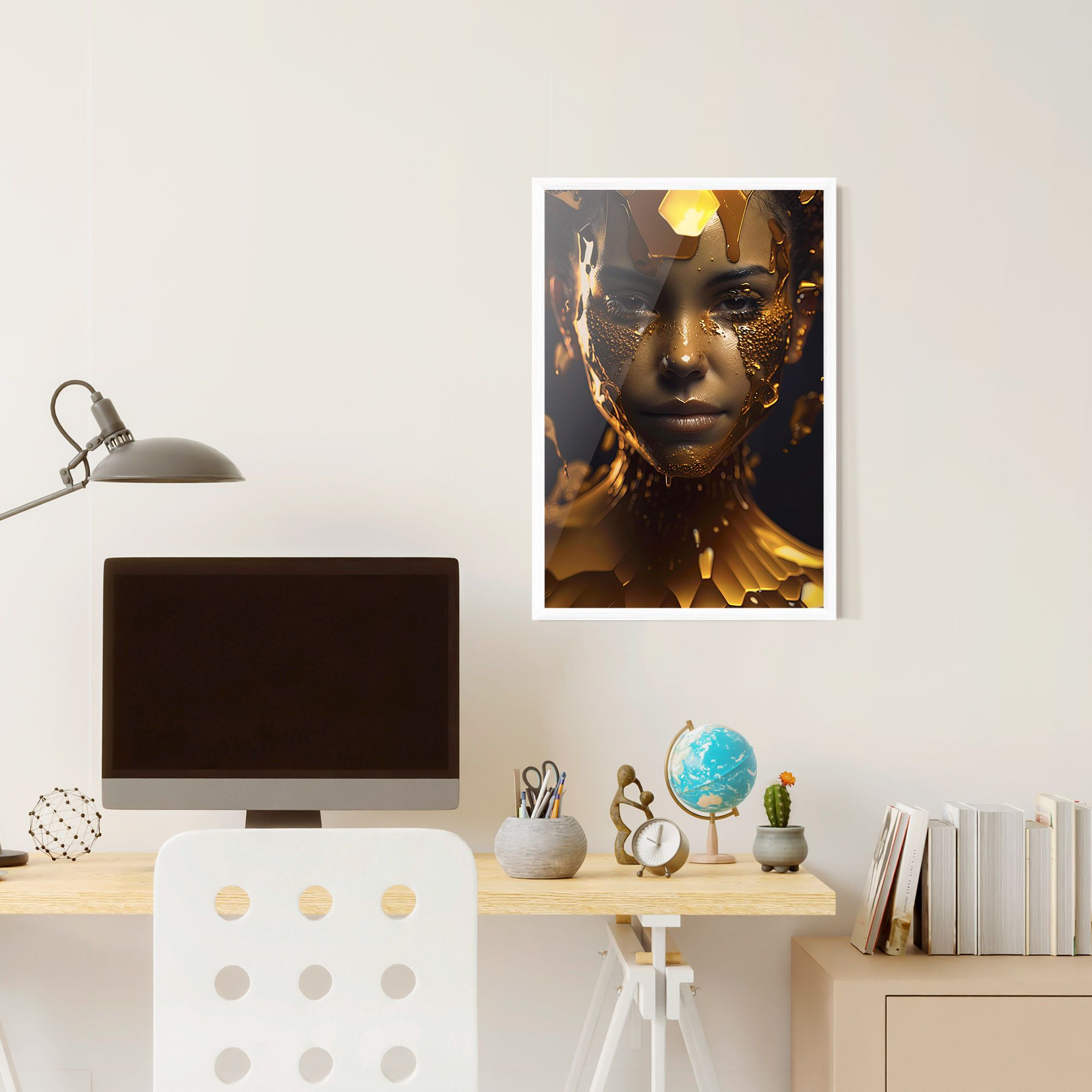 Gold Honeycomb Girl mockup 6