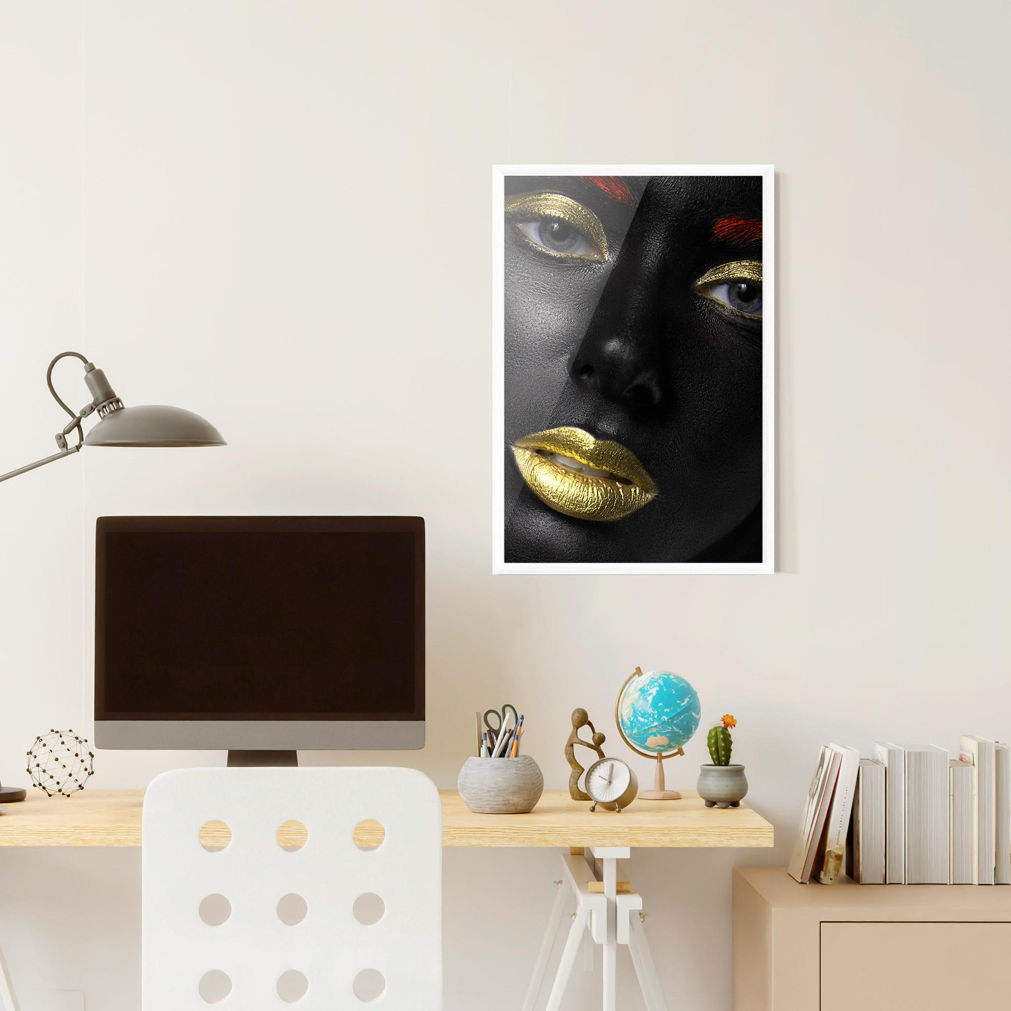 Keretezett Poszter Gold Red Lips mockup 6