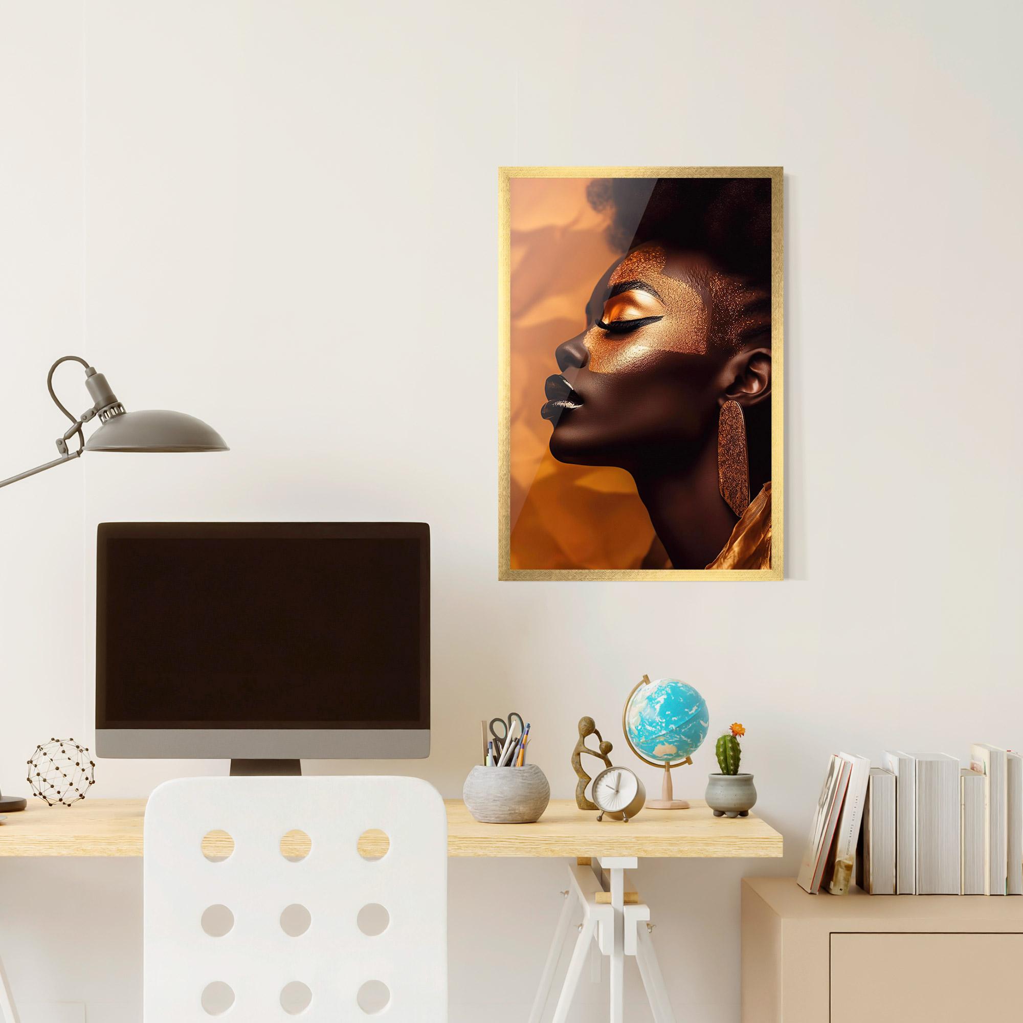 Keretezett Poszter Fashion Gold Portrait mockup 6