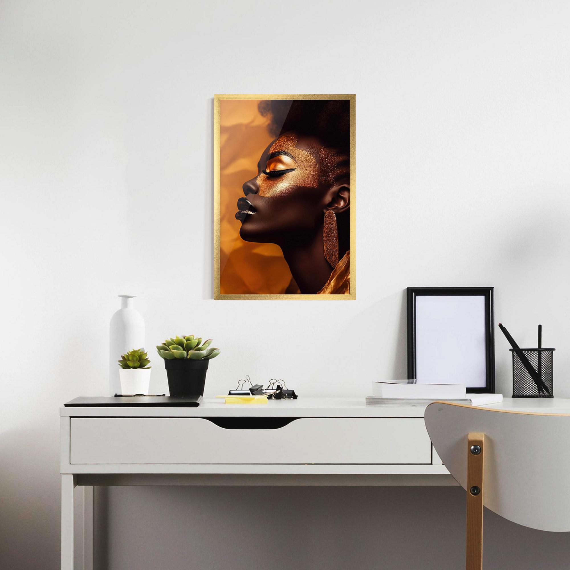 Keretezett Poszter Fashion Gold Portrait mockup 7