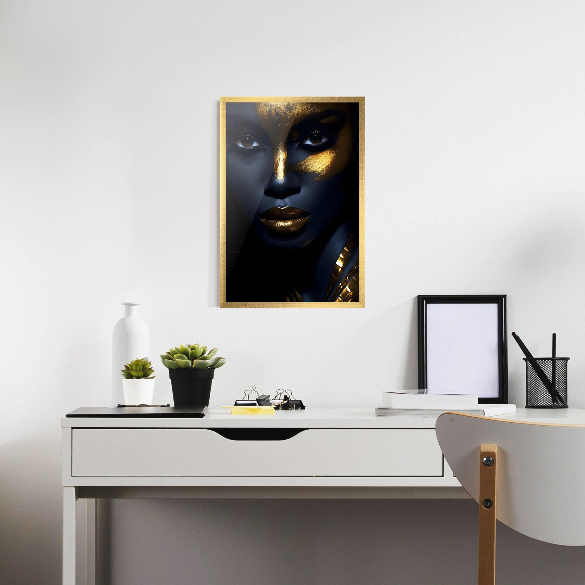 Keretezett Poszter Gold Blue Face mockup 7