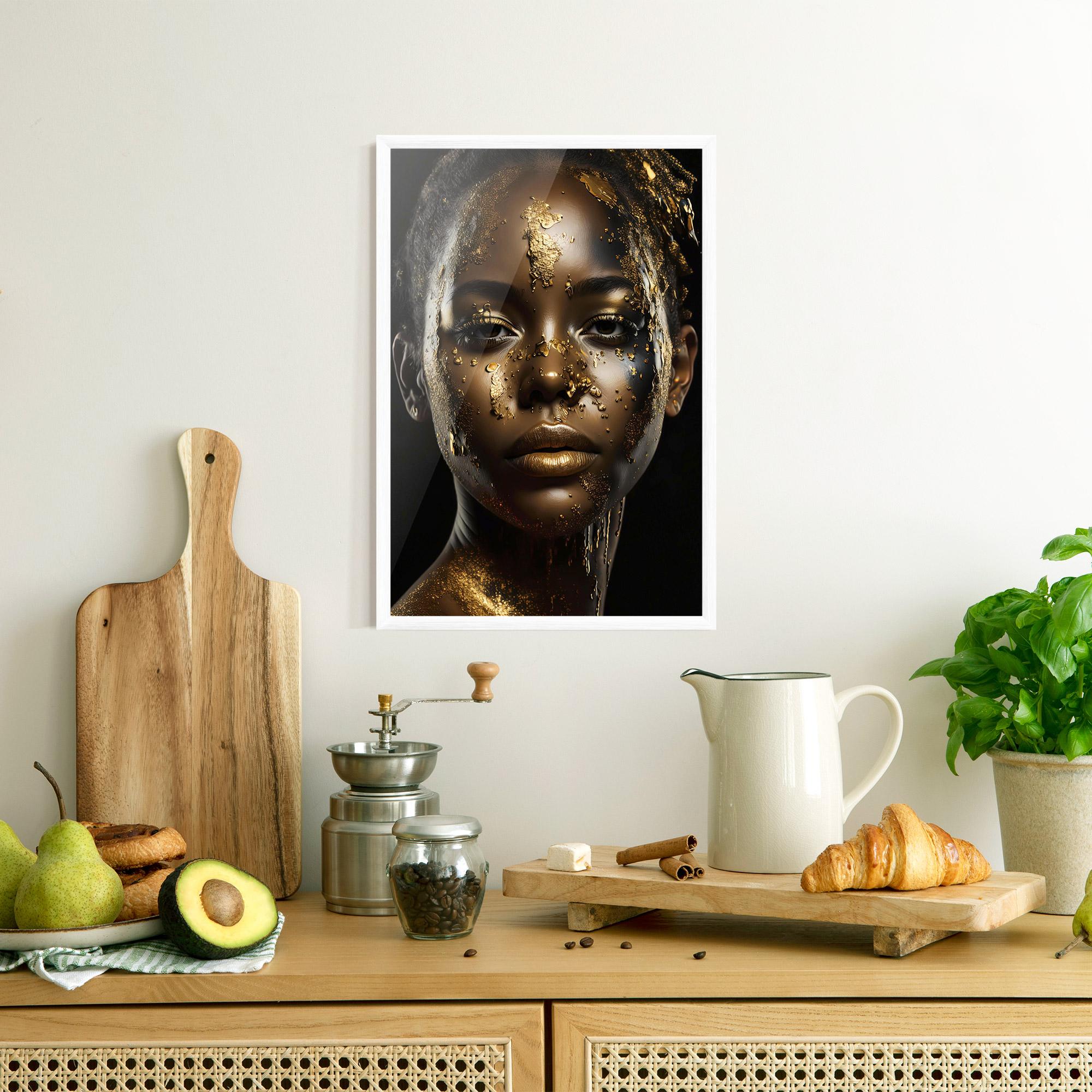 Keretezett Poszter Attractive Gold Woman mockup 8