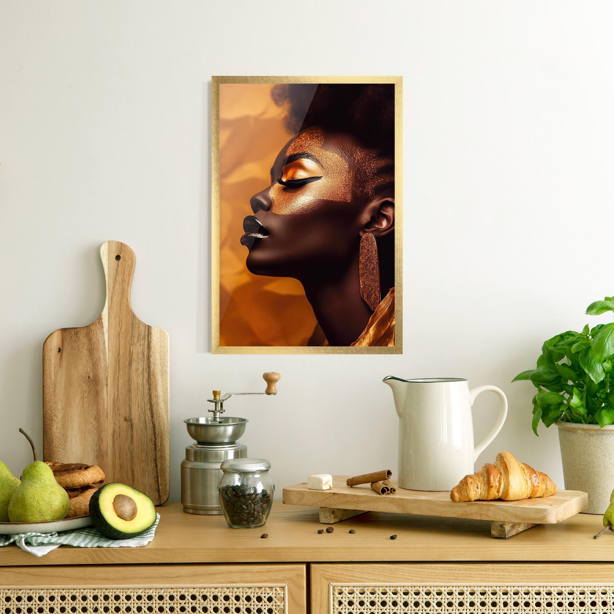 Keretezett Poszter Fashion Gold Portrait mockup 8