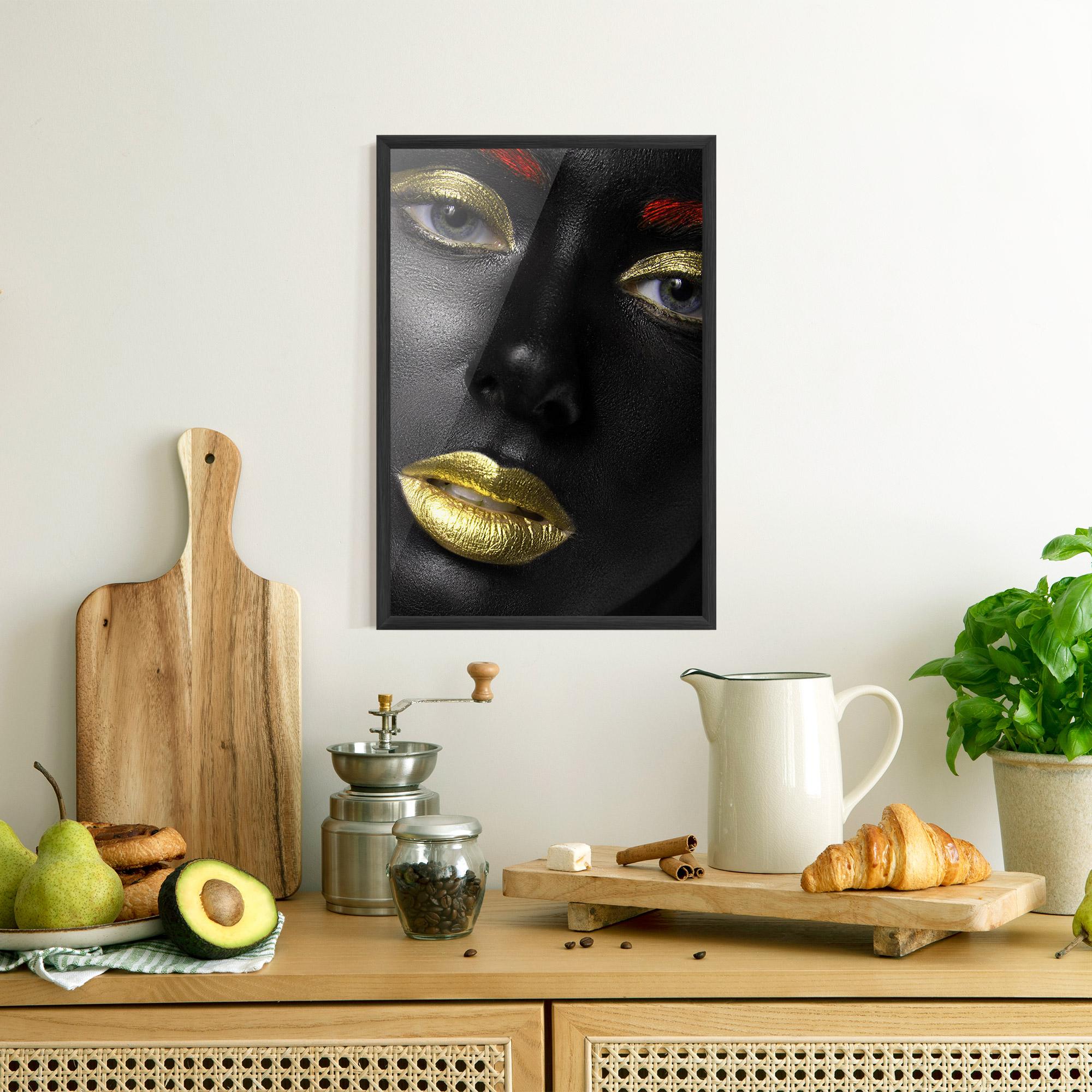 Keretezett Poszter Gold Red Lips mockup 8