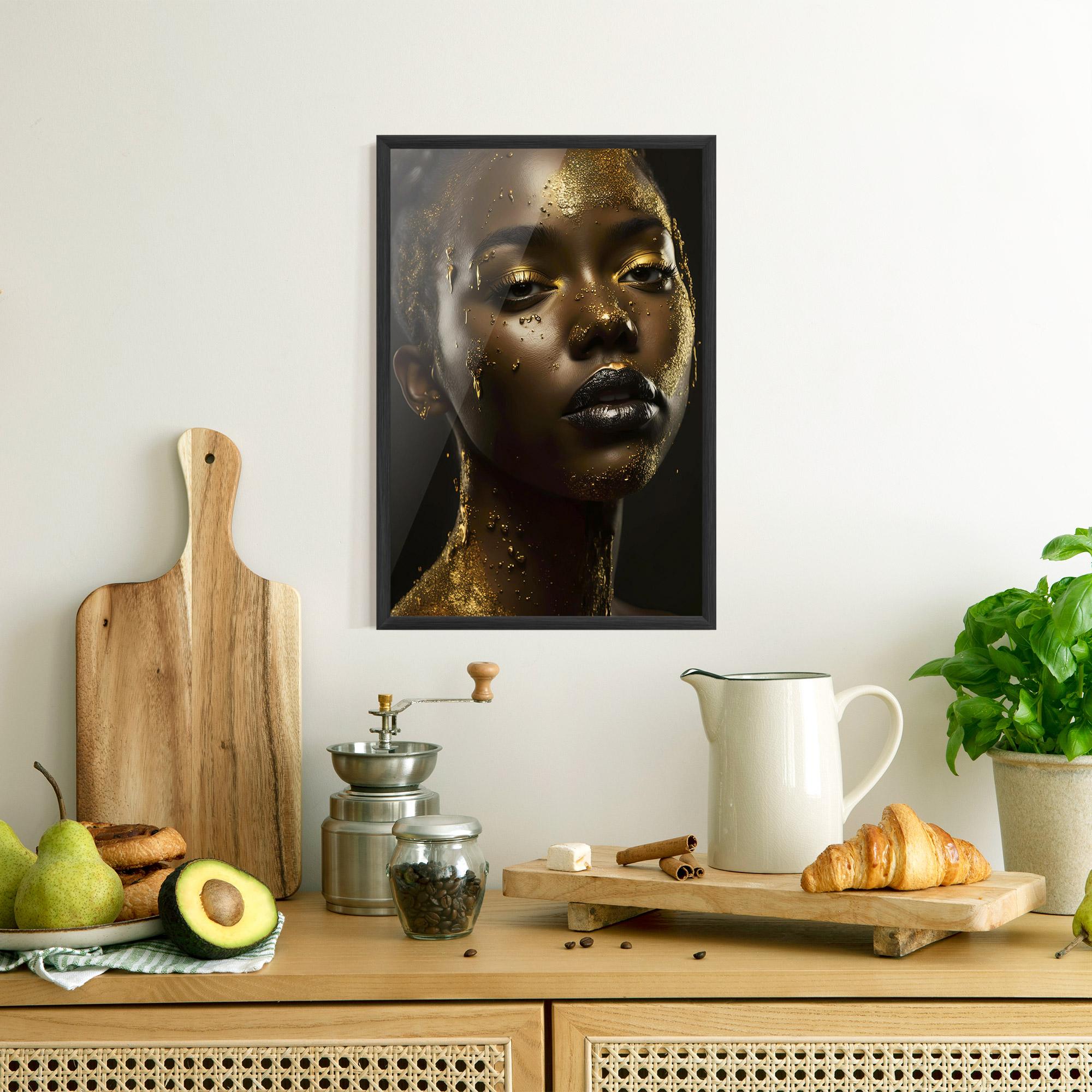 Keretezett Poszter Gold Sparkling Woman mockup 8