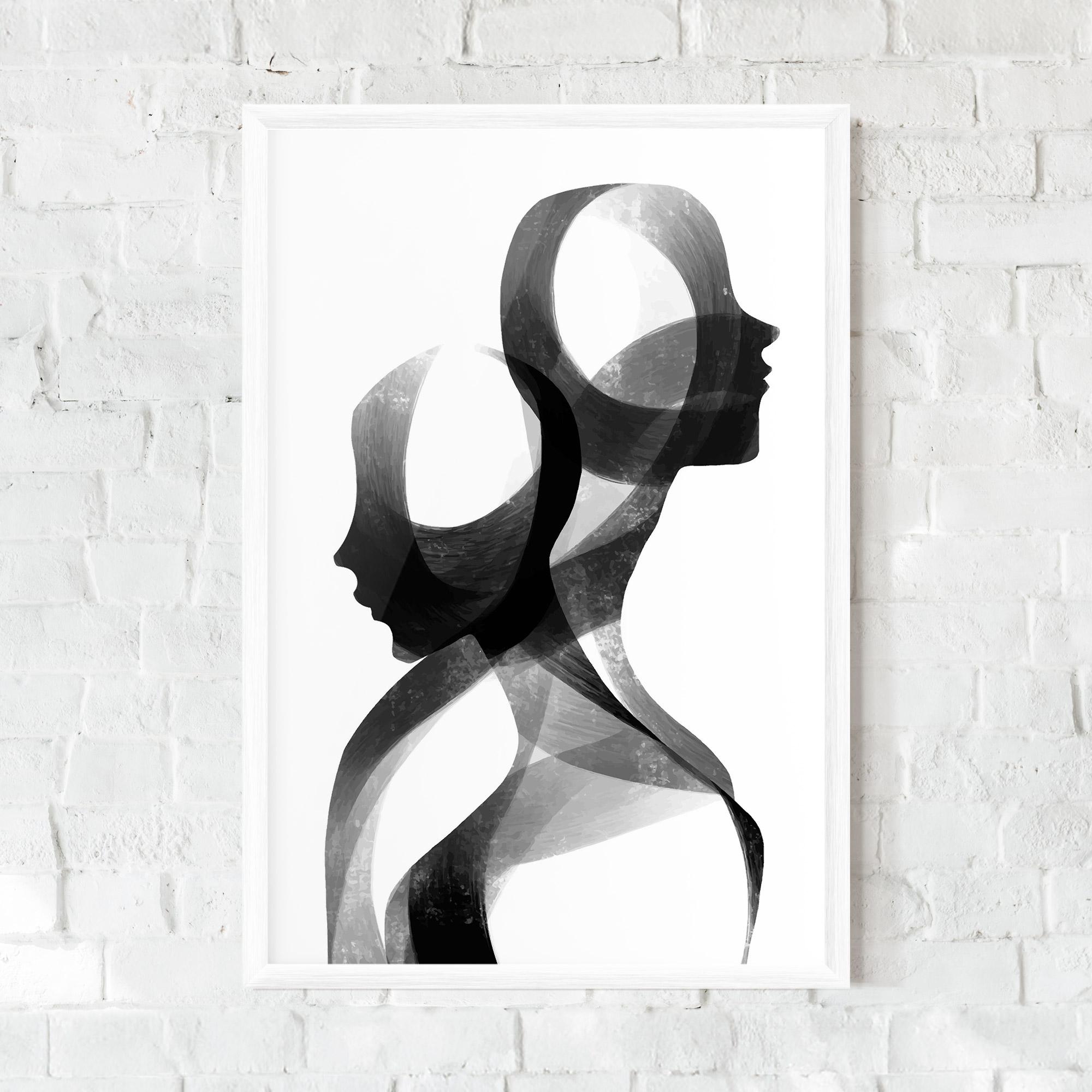 Keretezett Poszter Abstract Grey Couple mockup 0