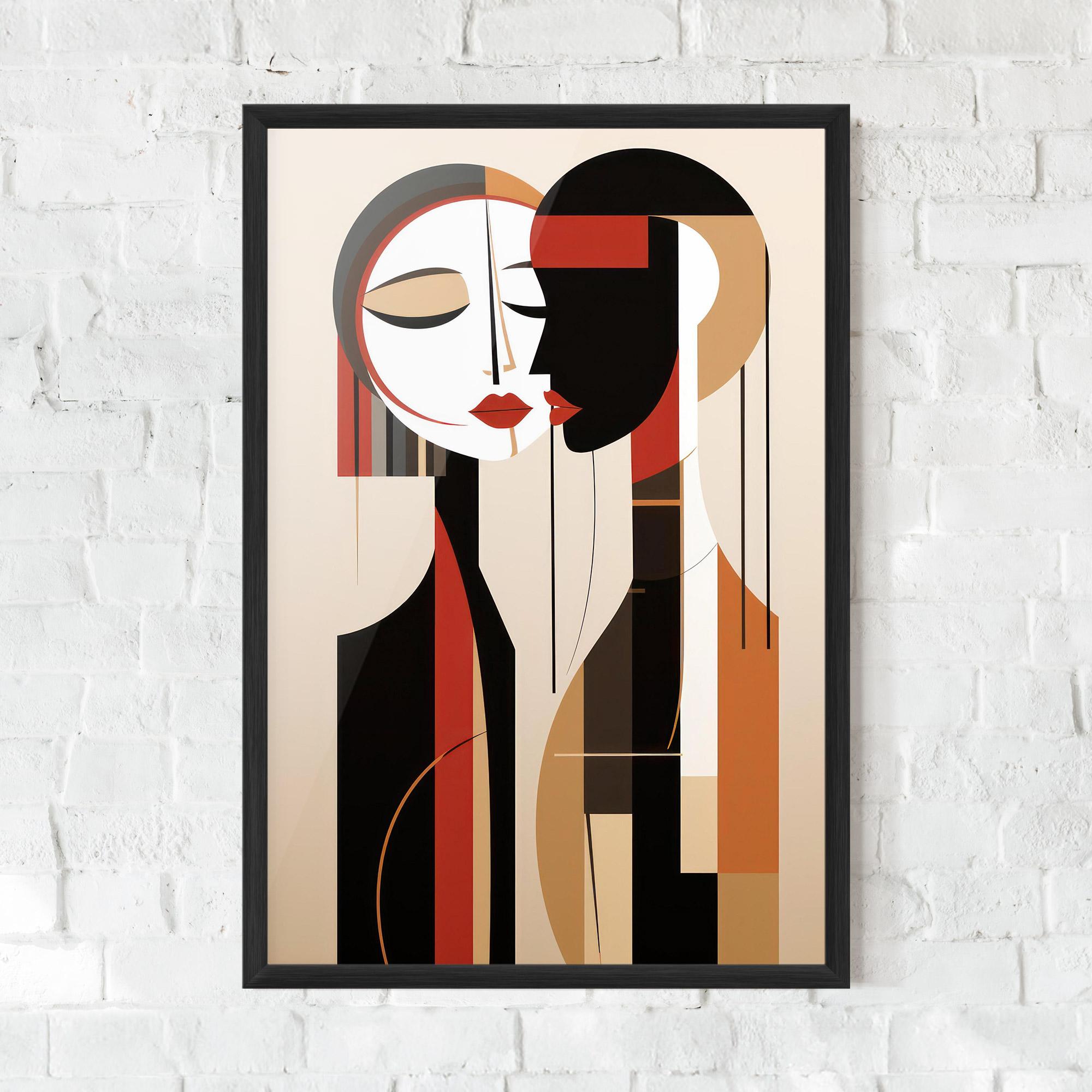 Keretezett Poszter Abstract Couple Kissing mockup 0
