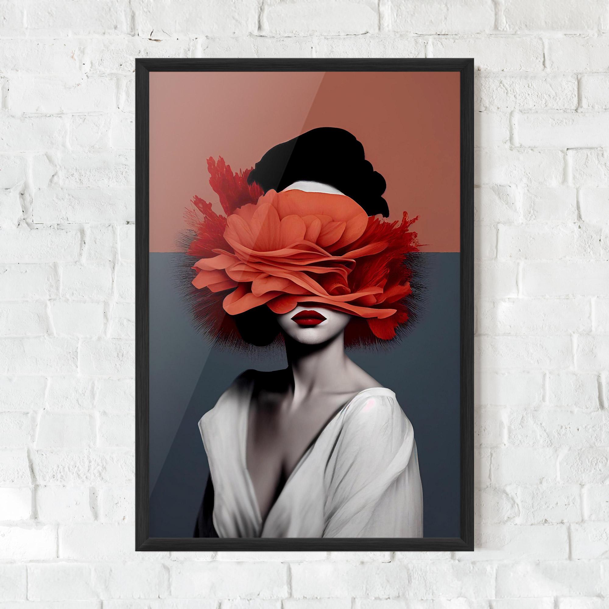 Keretezett Poszter Red Flower Woman mockup 0