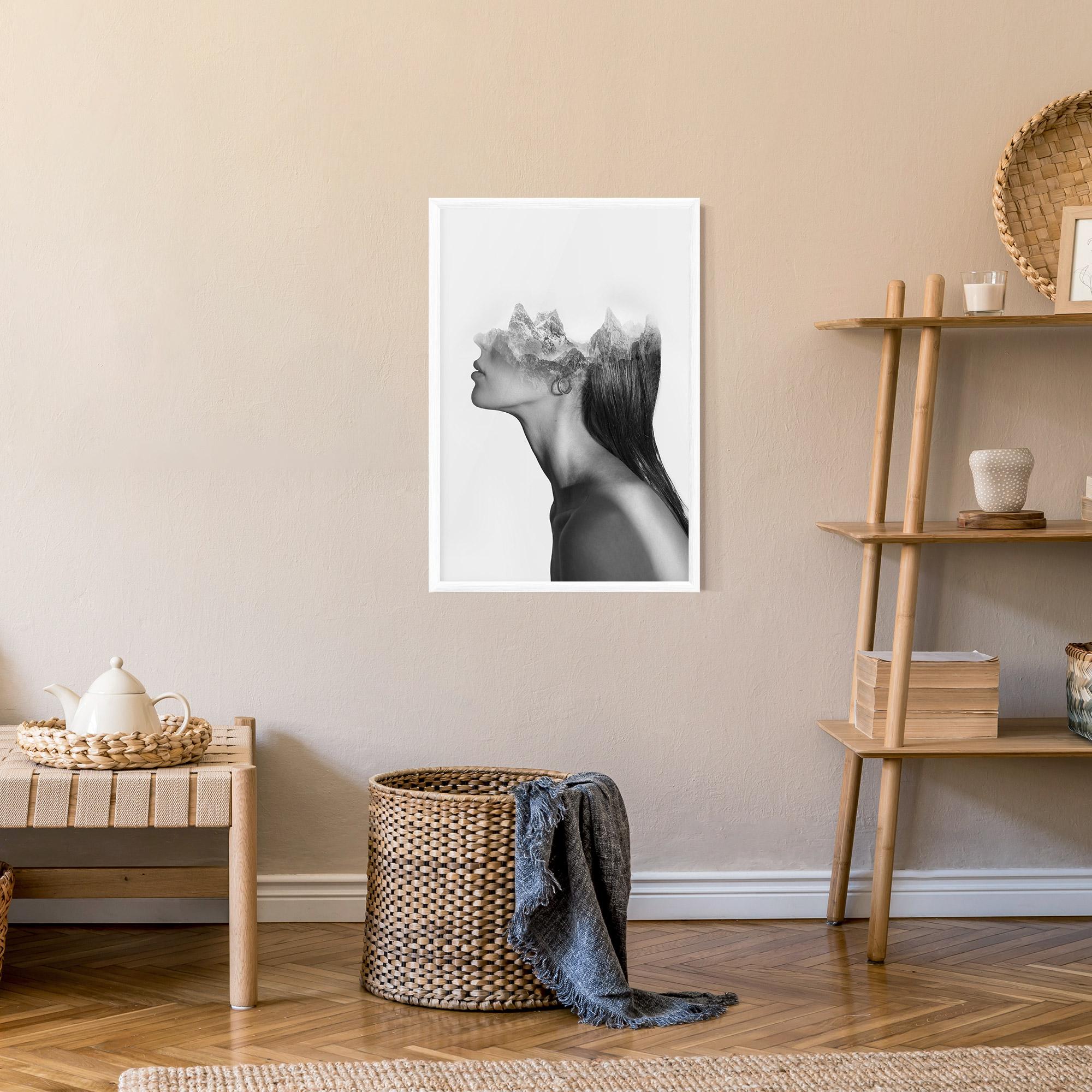 Keretezett Poszter Woman Mountains View mockup 9