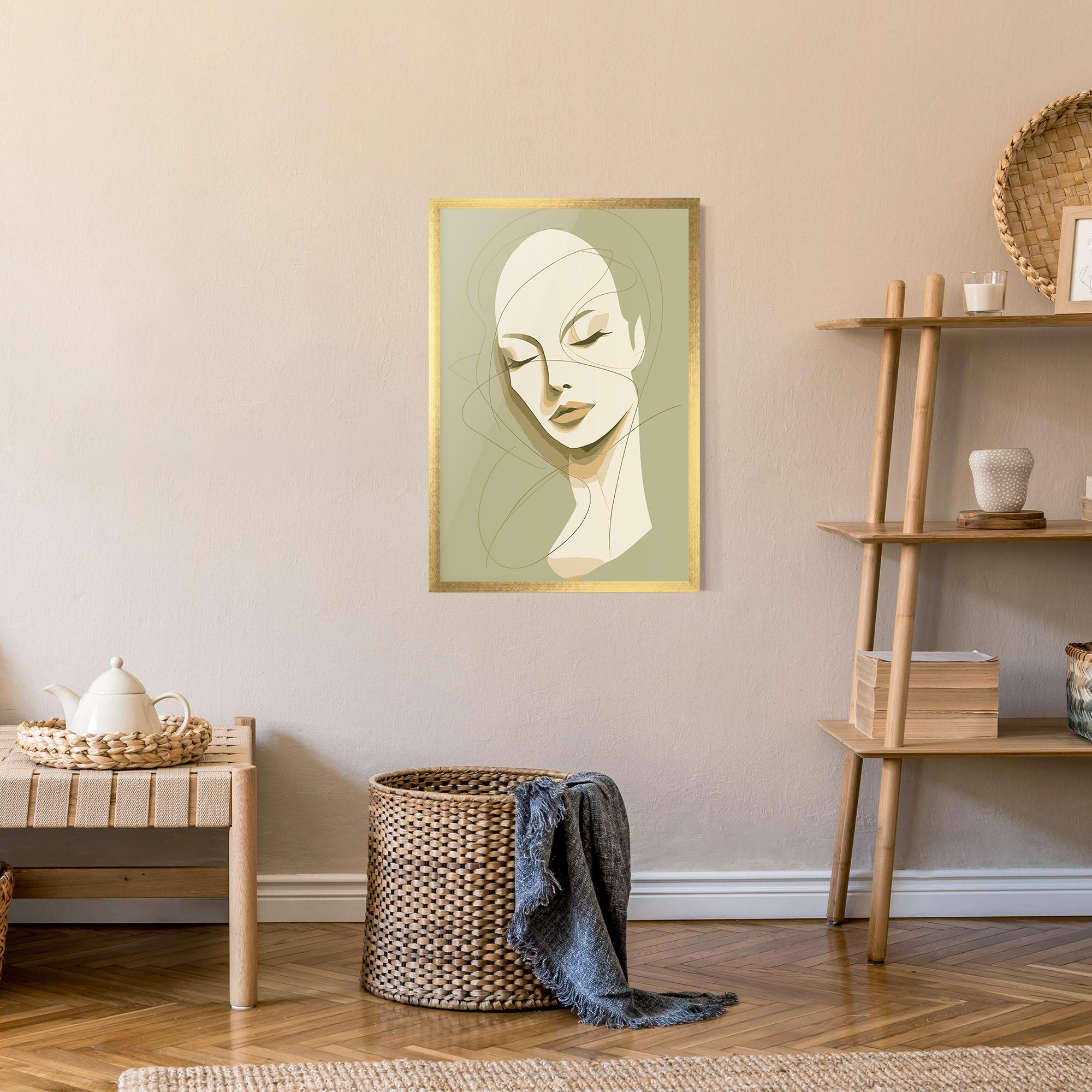 Keretezett Poszter Cream Woman Head mockup 9