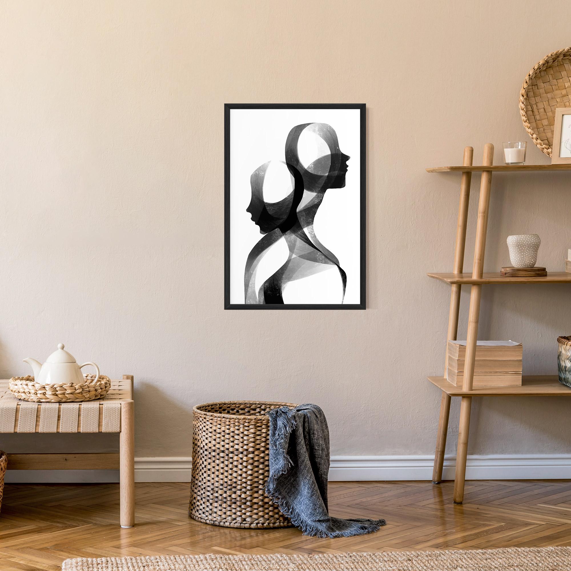 Keretezett Poszter Abstract Grey Couple mockup 9