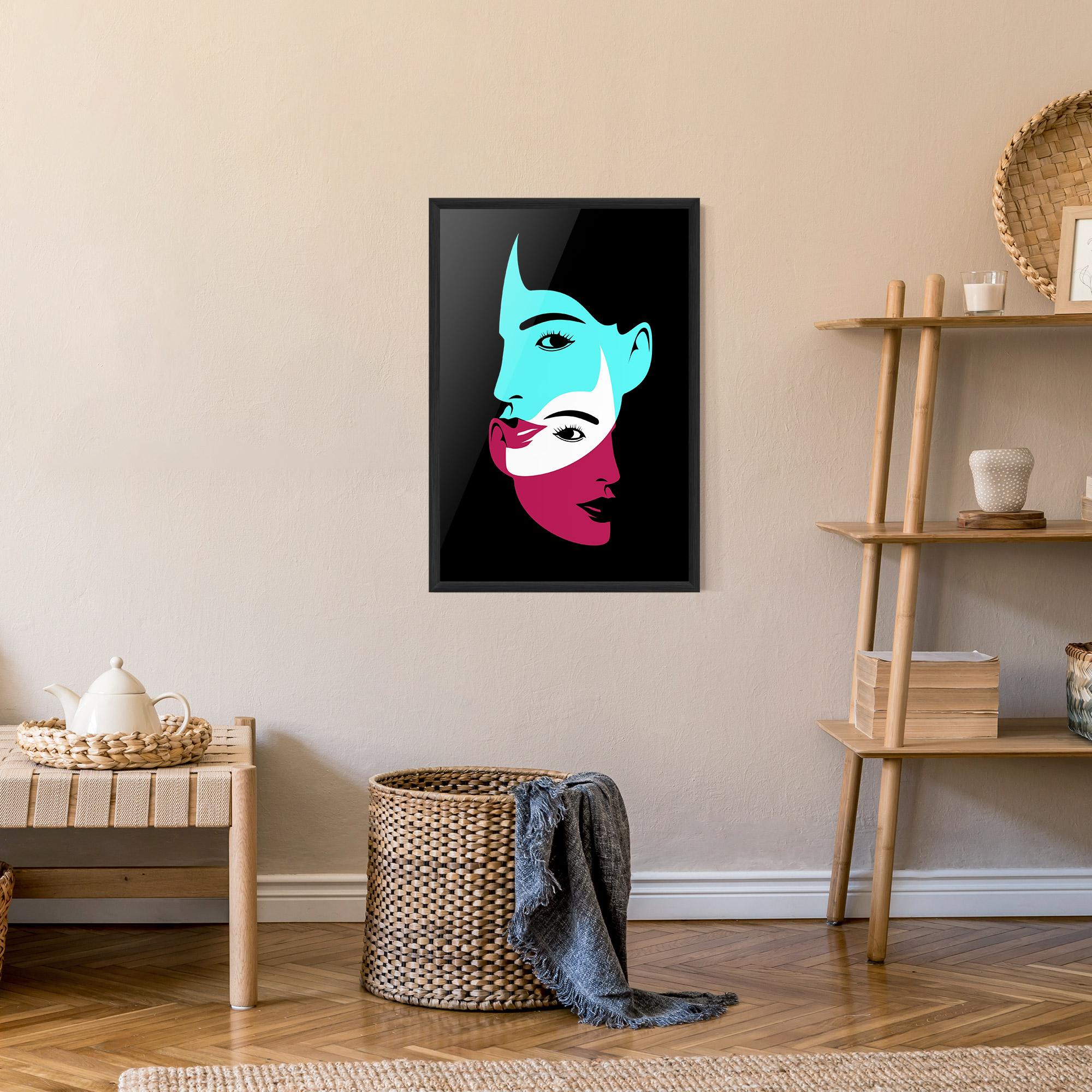 Keretezett Poszter Blue Pink Women mockup 9