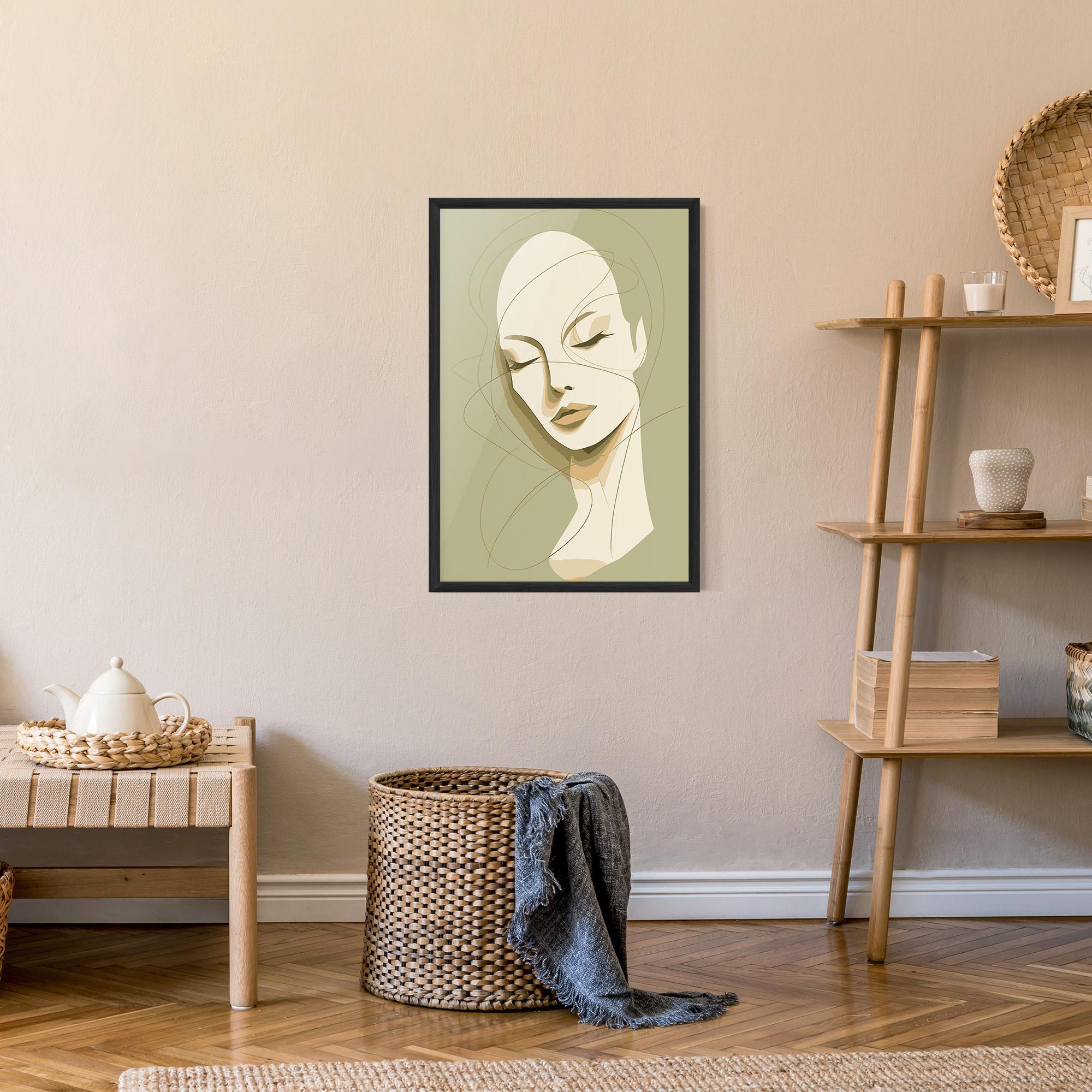 Keretezett Poszter Cream Woman Head mockup 9