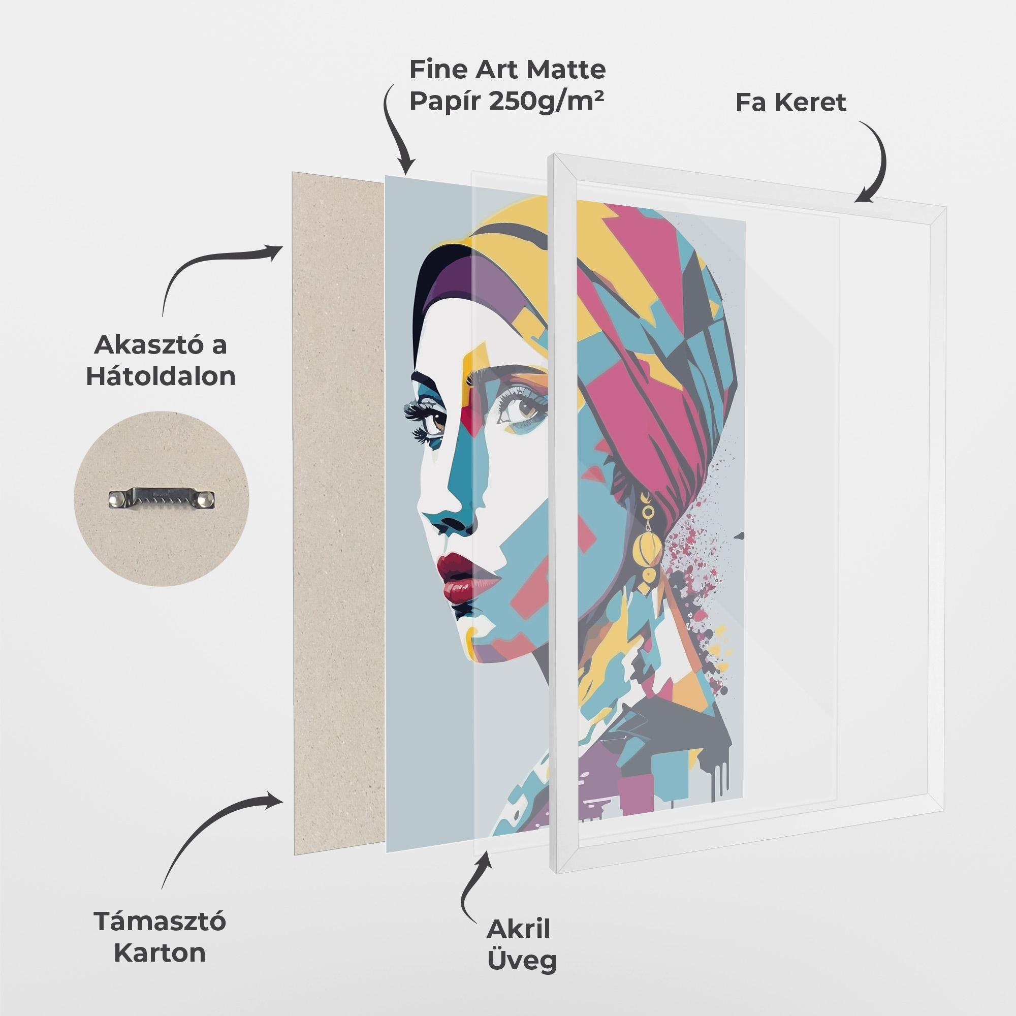 Keretezett Poszter Long Face Woman mockup 1