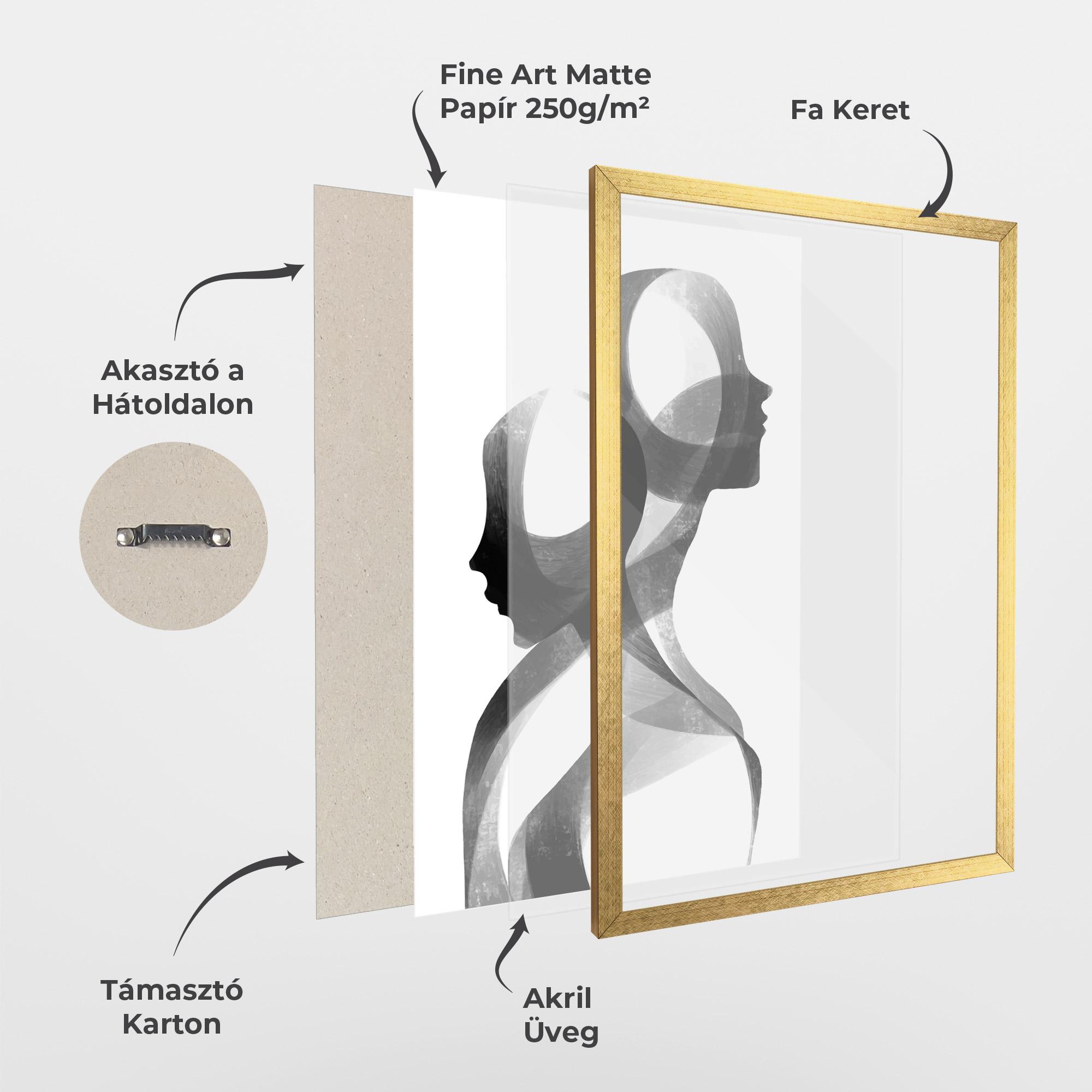 Keretezett Poszter Abstract Grey Couple mockup 1