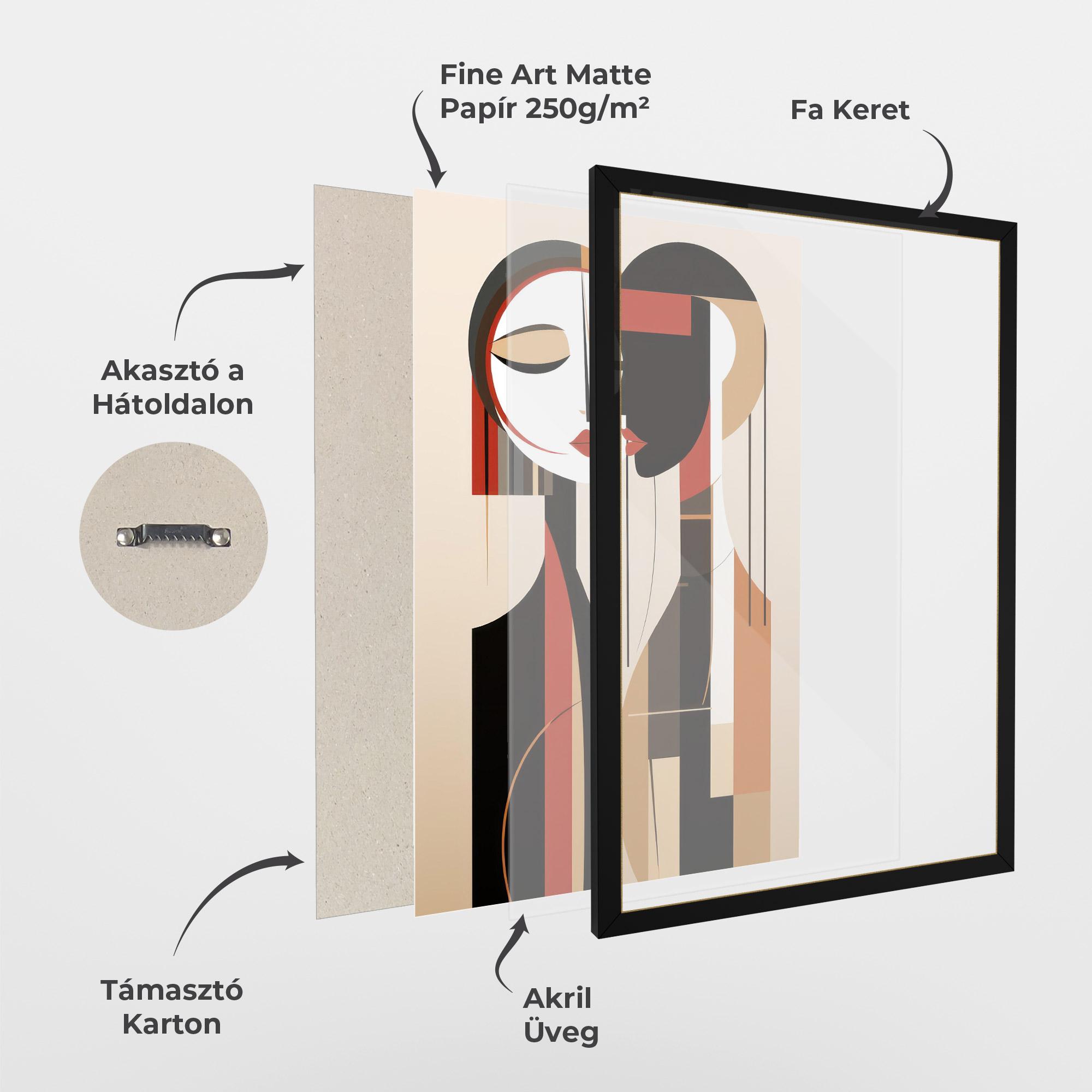 Keretezett Poszter Abstract Couple Kissing mockup 1