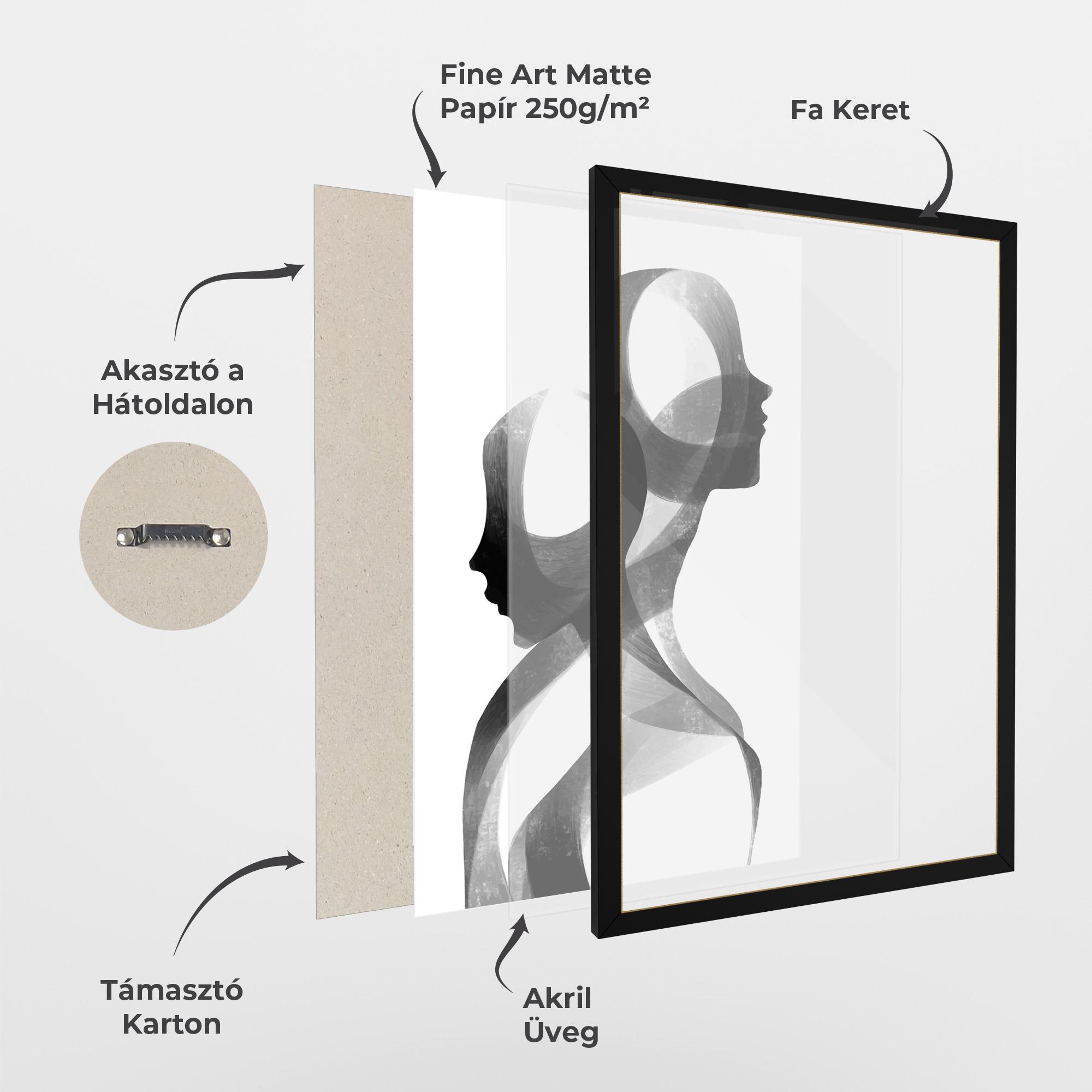 Keretezett Poszter Abstract Grey Couple mockup 1
