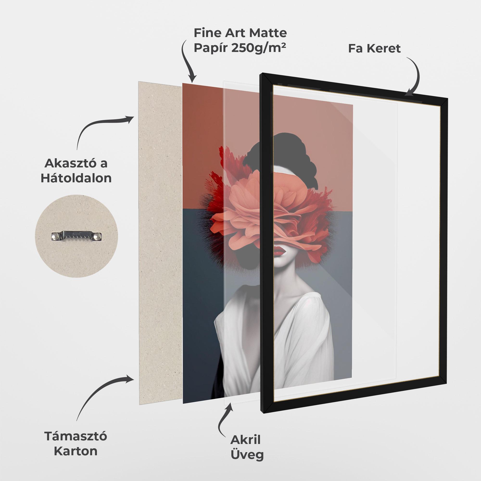 Keretezett Poszter Red Flower Woman mockup 1