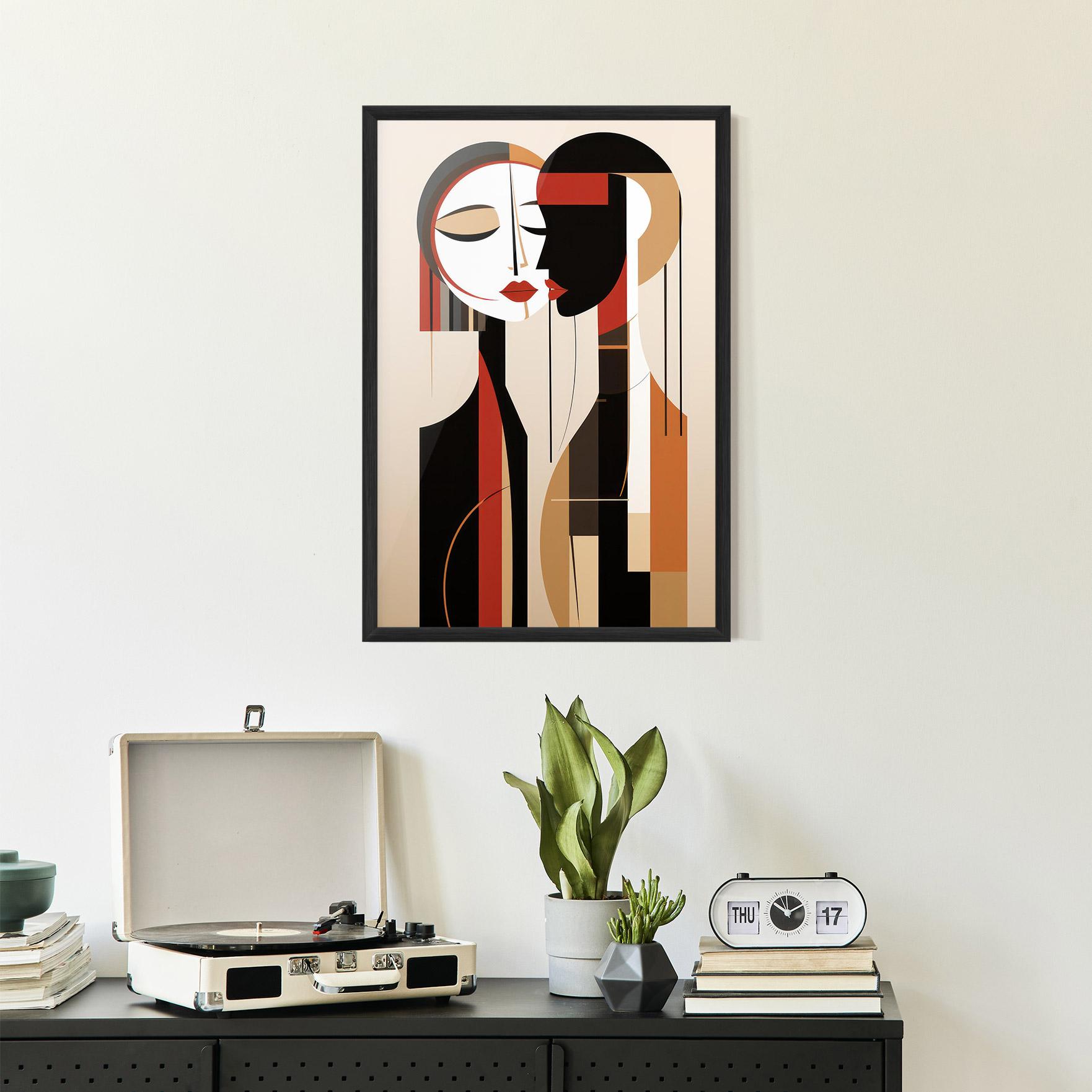 Keretezett Poszter Abstract Couple Kissing mockup 2