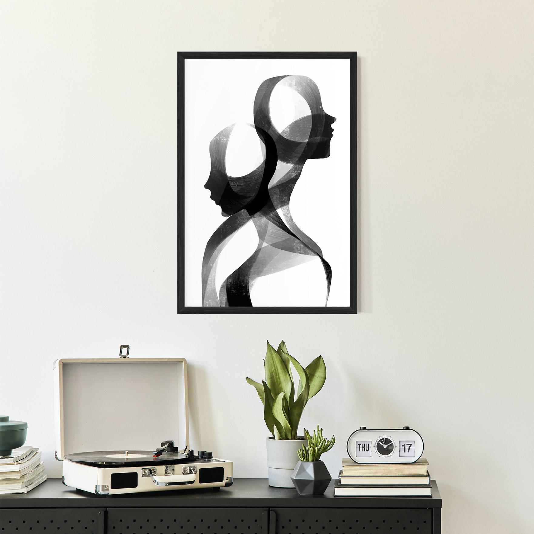 Keretezett Poszter Abstract Grey Couple mockup 2