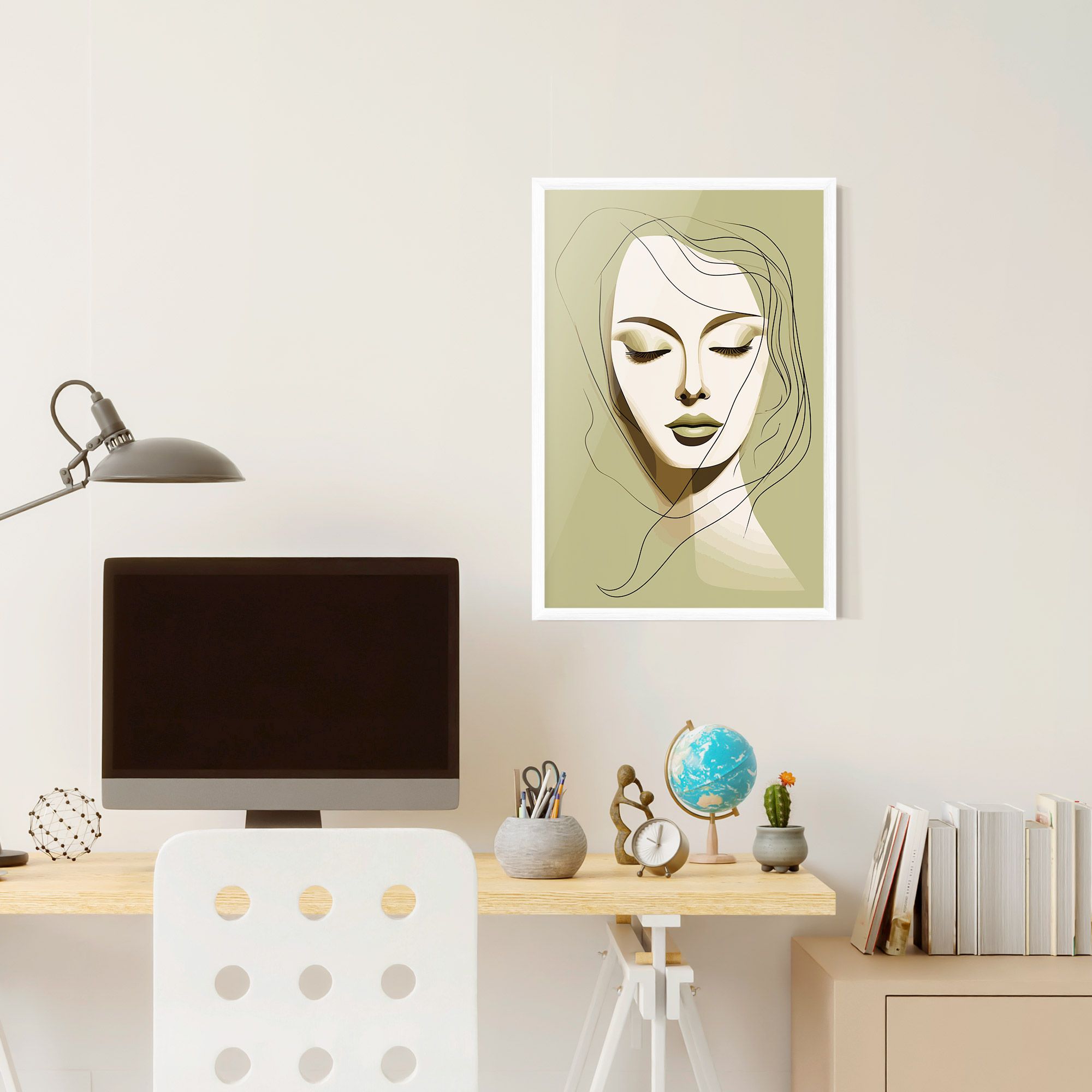 Cream Womans Face mockup 6