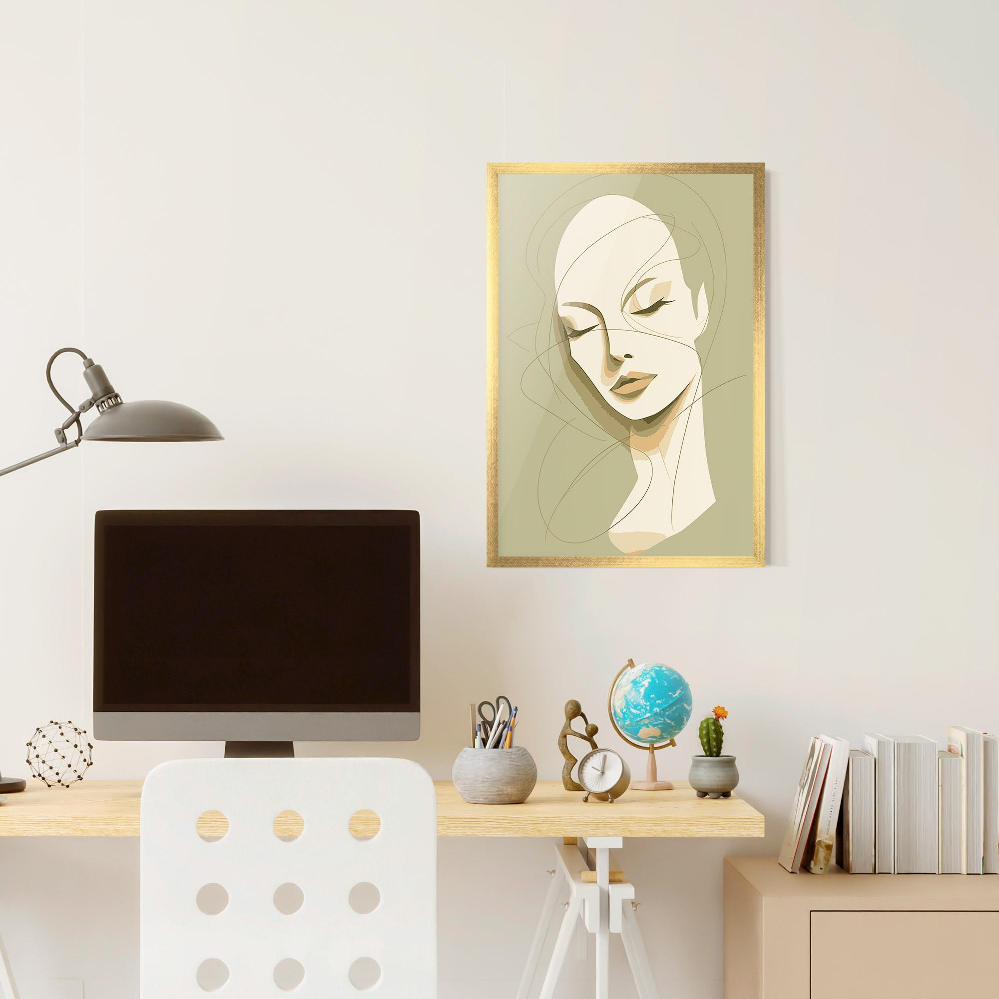 Keretezett Poszter Cream Woman Head mockup 6