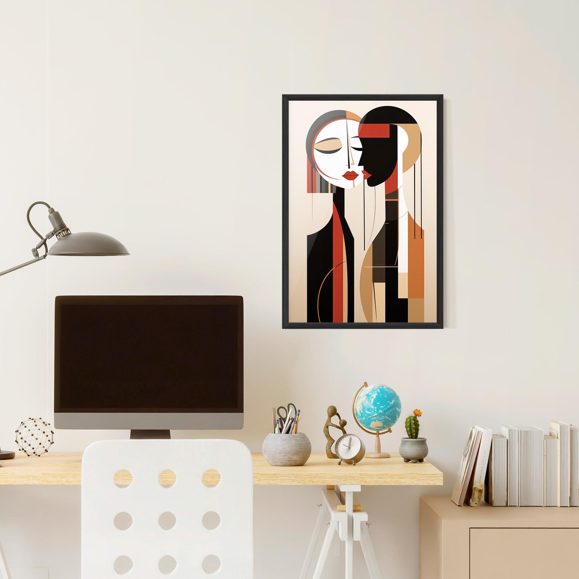 Keretezett Poszter Abstract Couple Kissing mockup 6