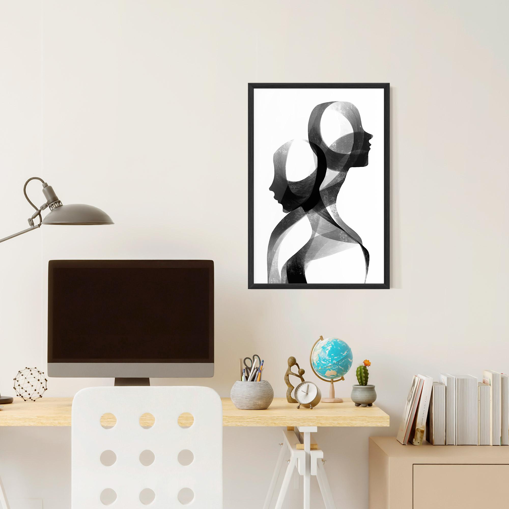 Keretezett Poszter Abstract Grey Couple mockup 6