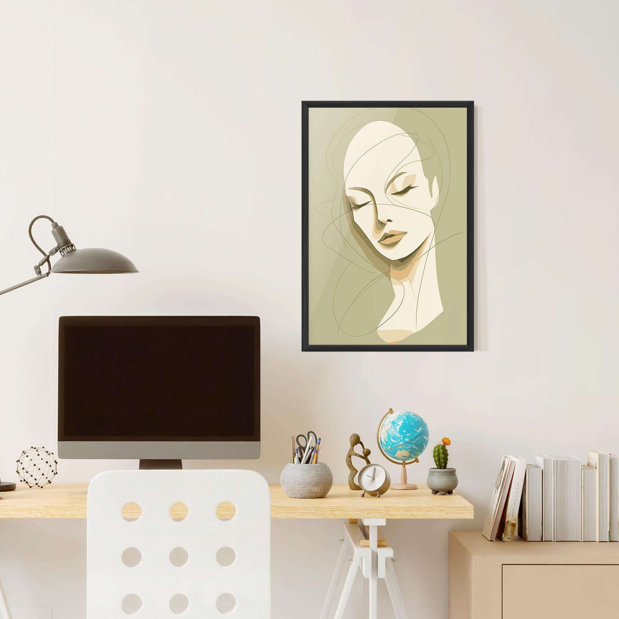 Keretezett Poszter Cream Woman Head mockup 6