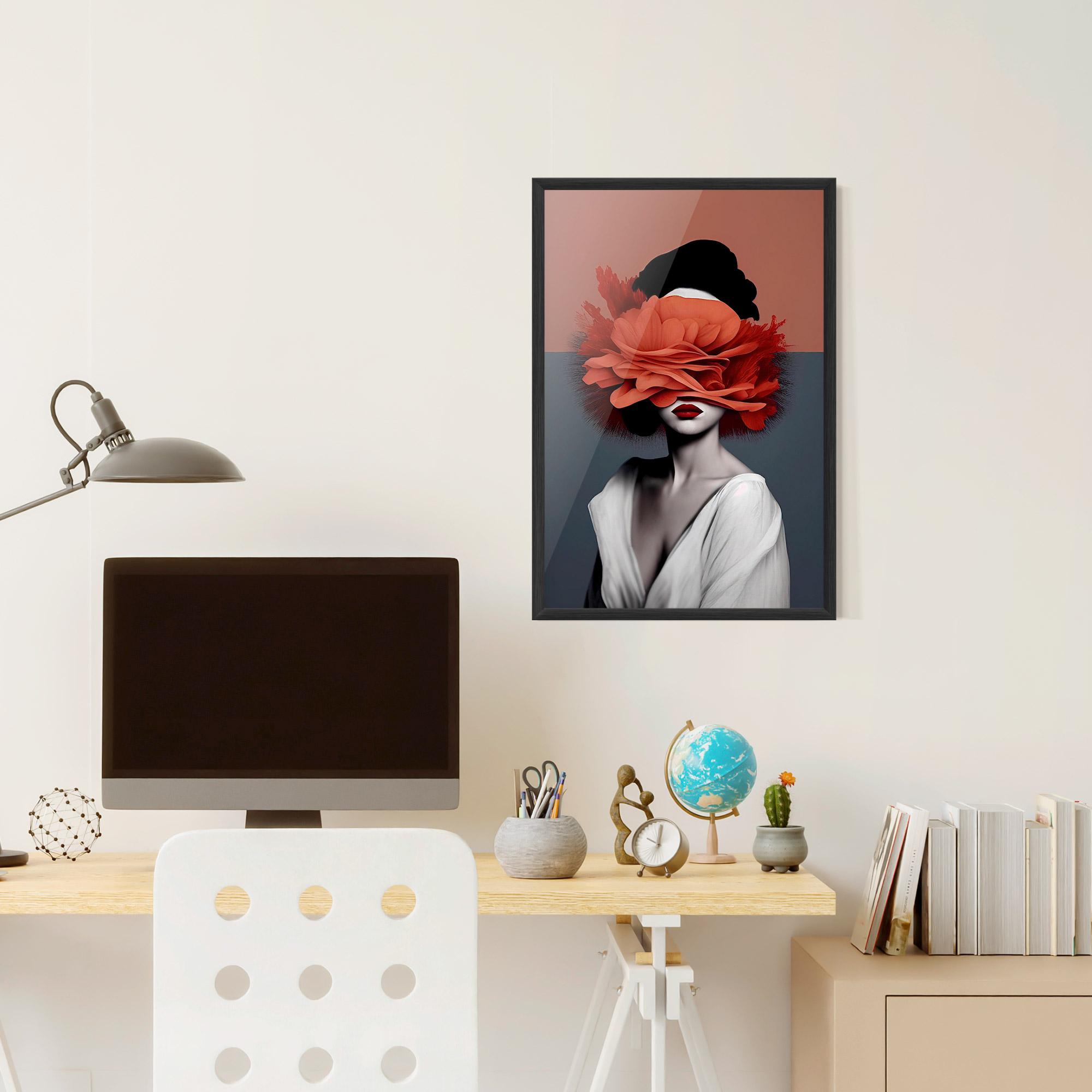 Keretezett Poszter Red Flower Woman mockup 6