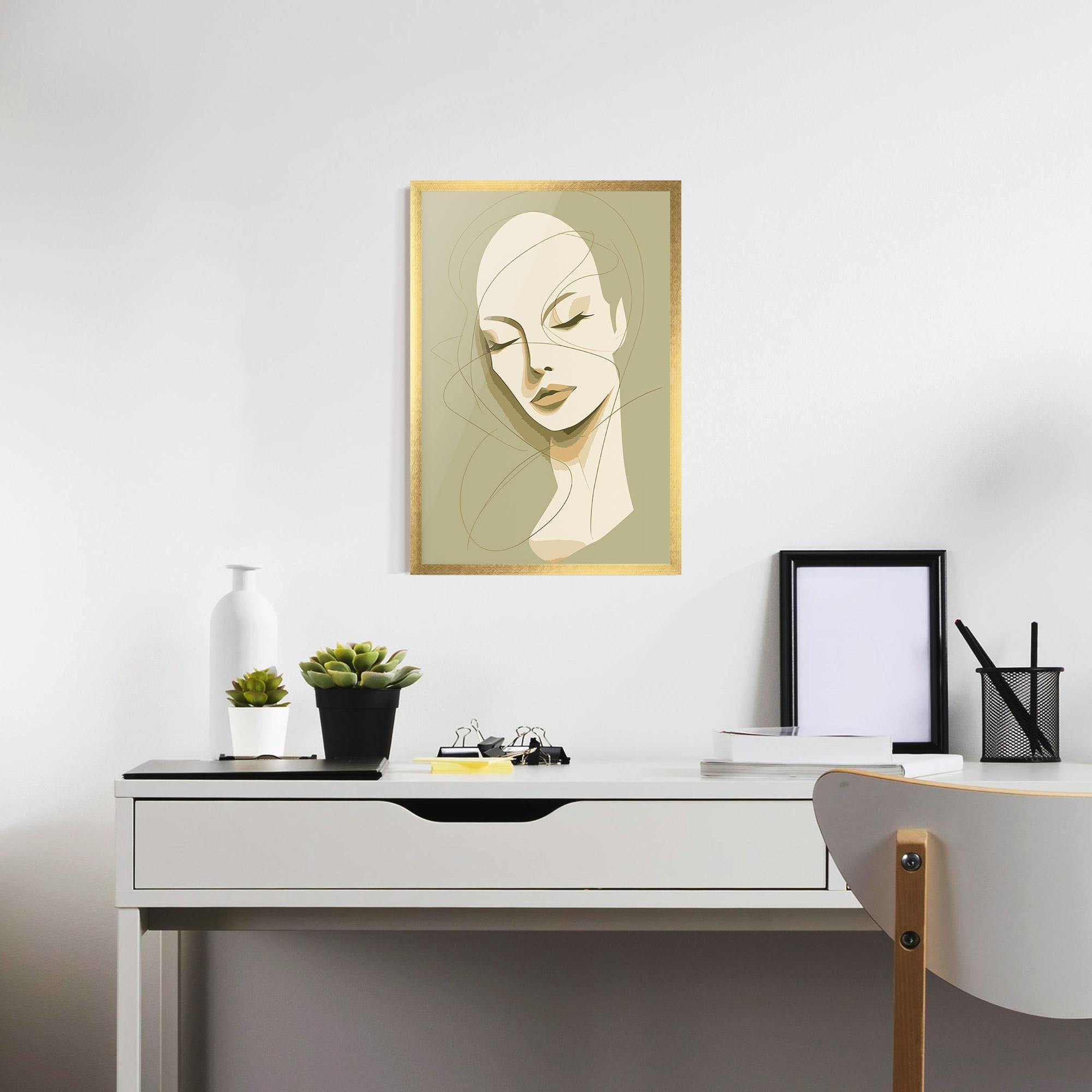 Keretezett Poszter Cream Woman Head mockup 7