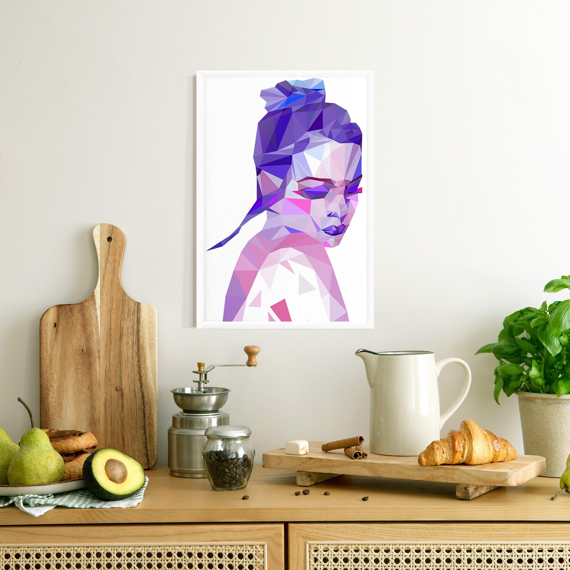 Keretezett Poszter Purple Poly Girl mockup 8
