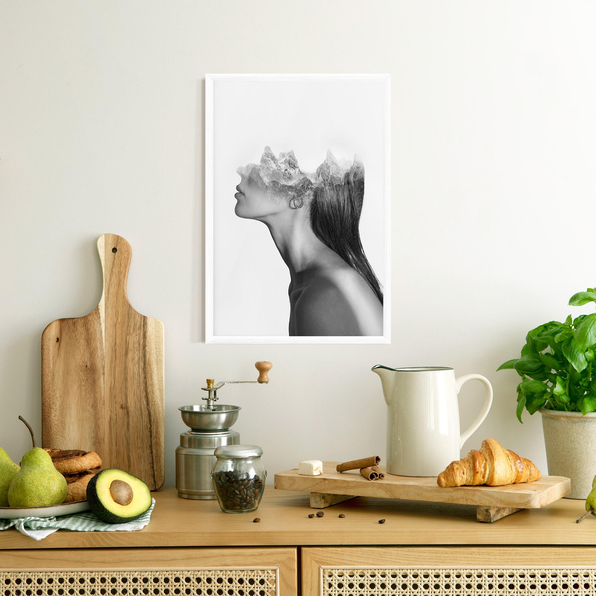 Keretezett Poszter Woman Mountains View mockup 8