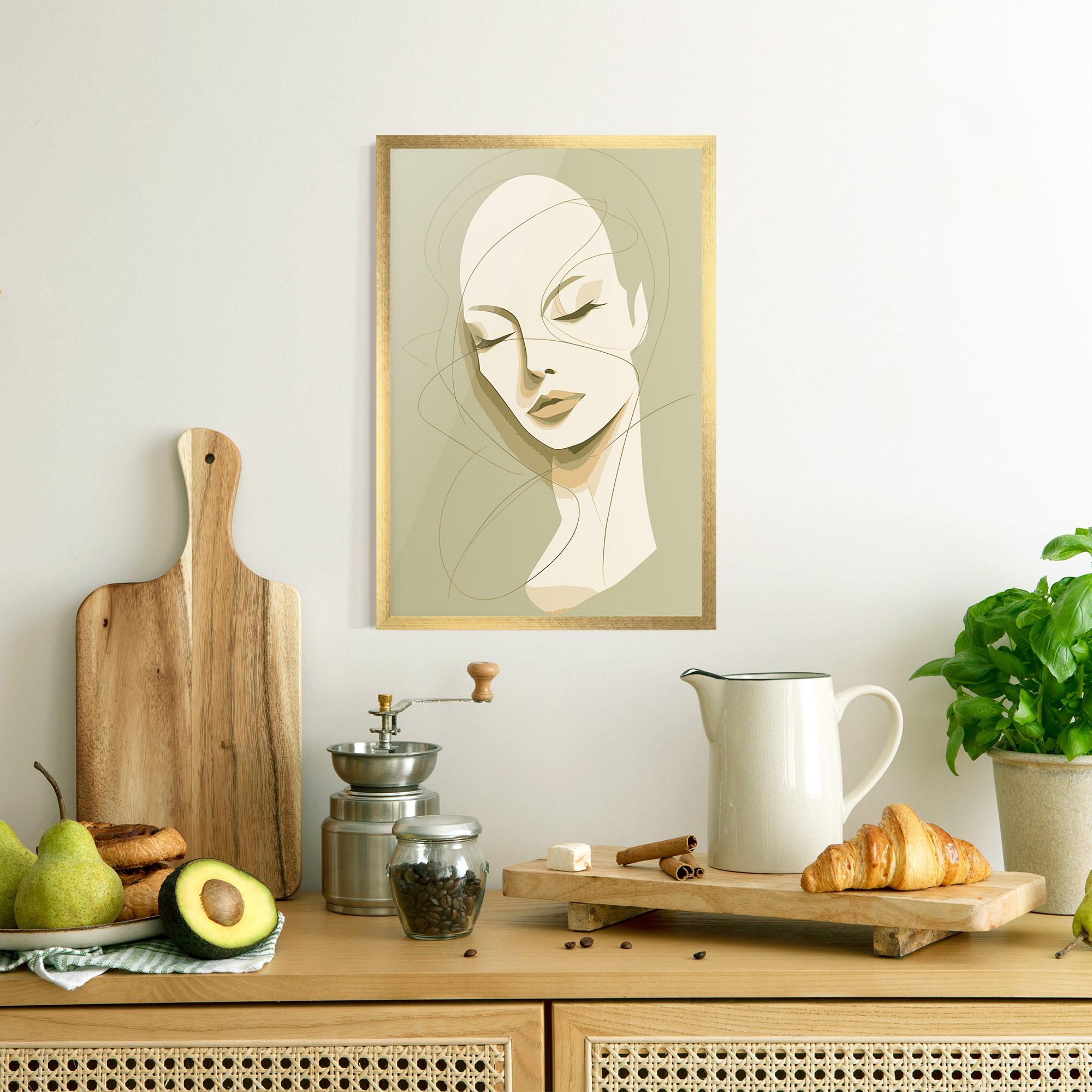 Keretezett Poszter Cream Woman Head mockup 8