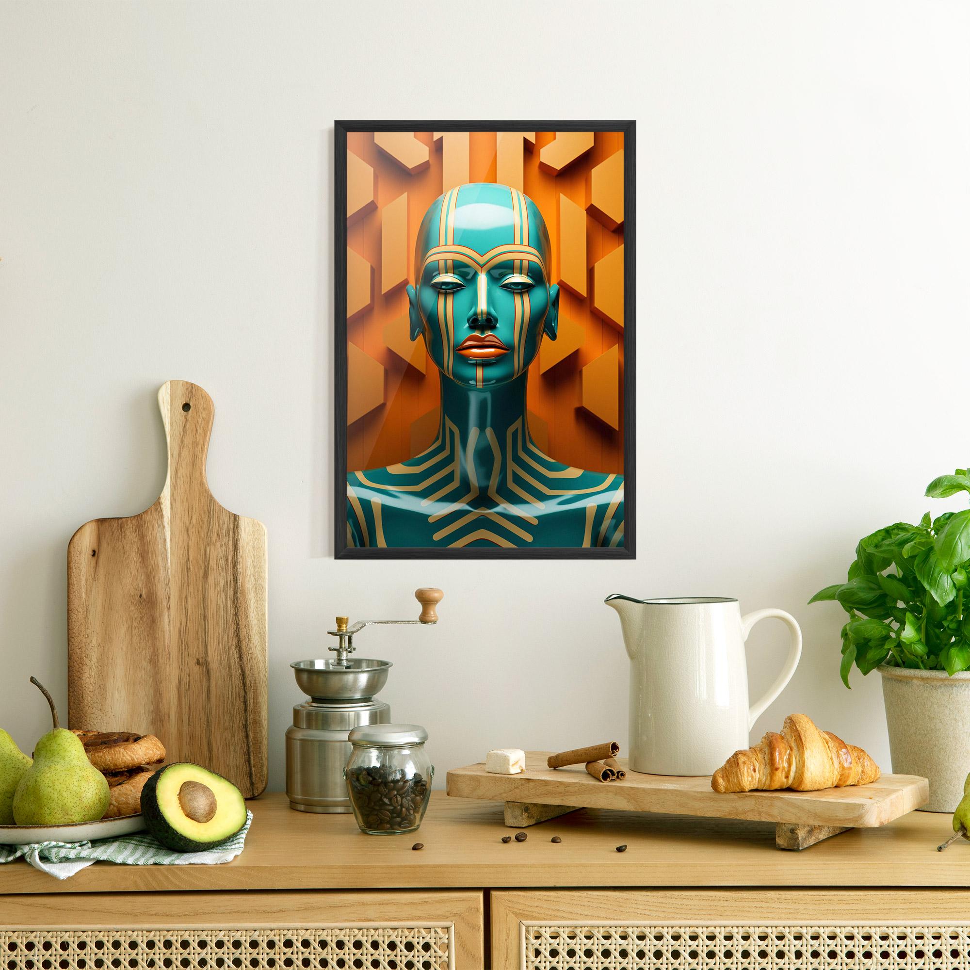 Keretezett Poszter Abstract Blue Woman mockup 8