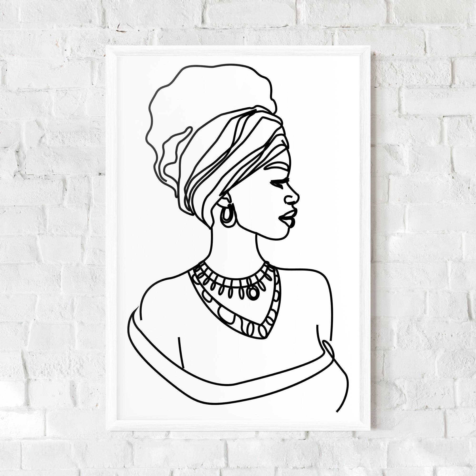 Keretezett Poszter Black Line African mockup 0