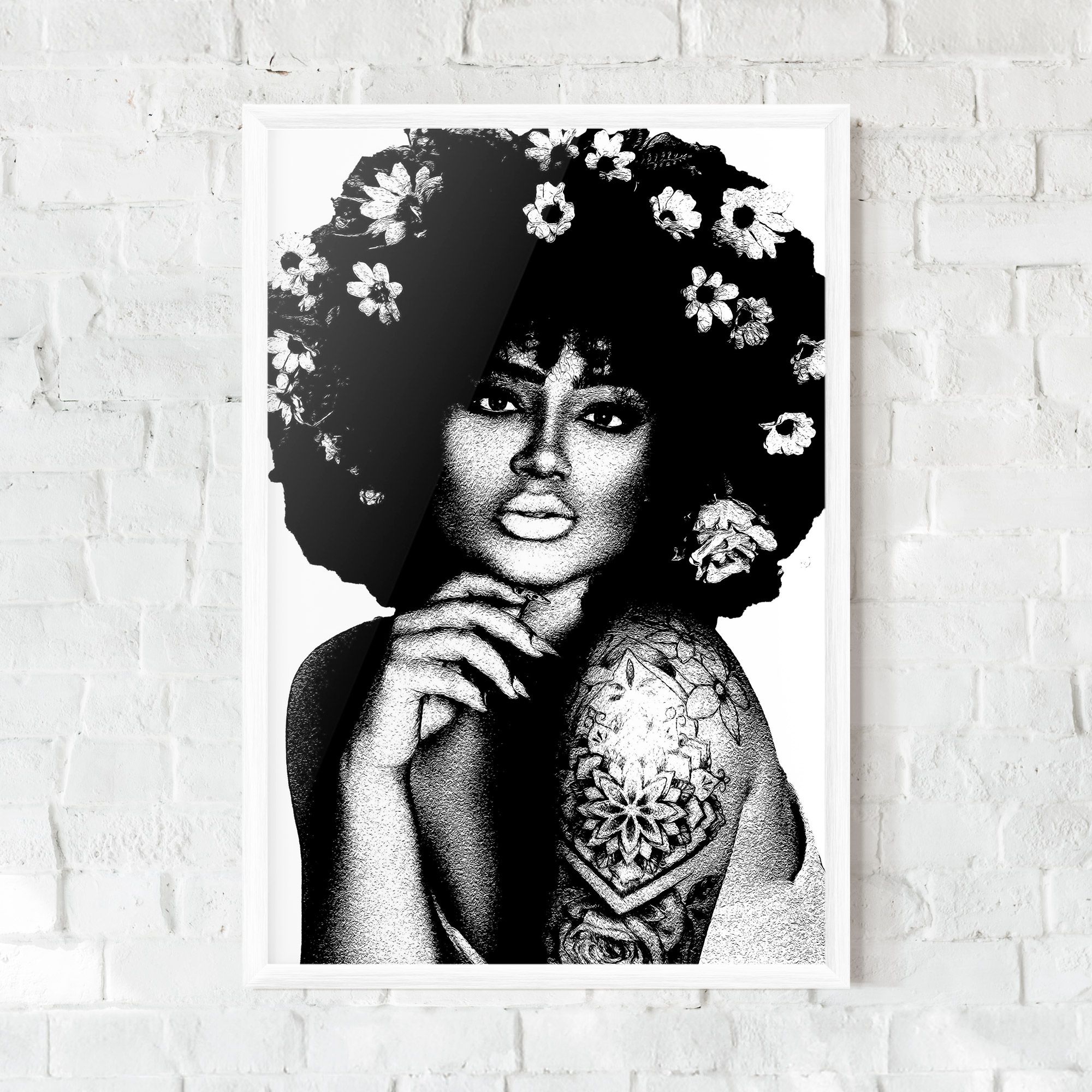 Flower African Woman mockup 0