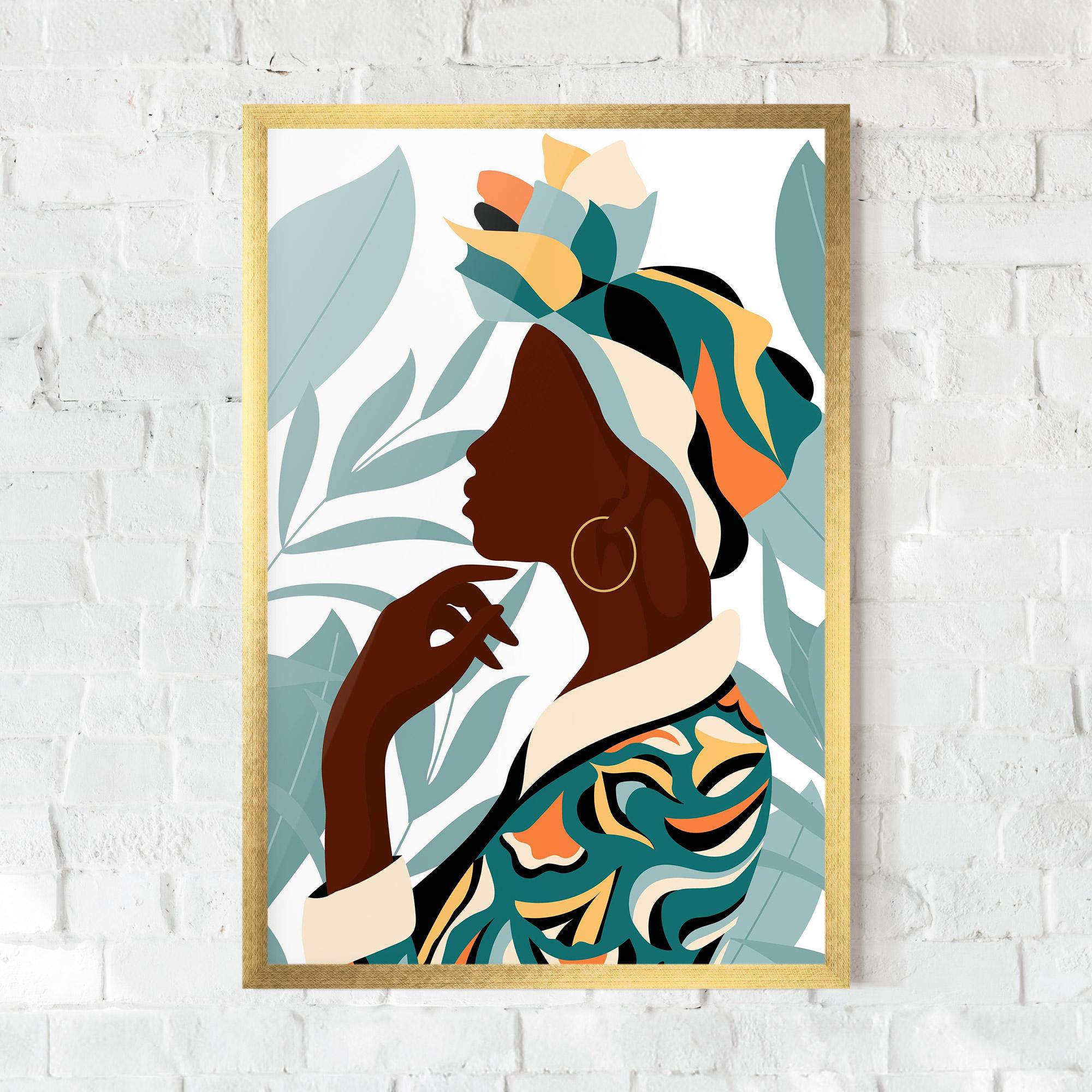 Keretezett Poszter Gold African Earring mockup 0