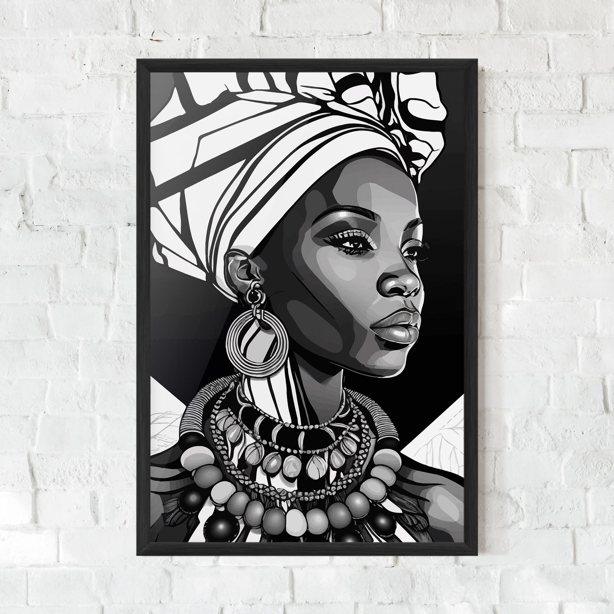 Keretezett Poszter Black White African mockup 0