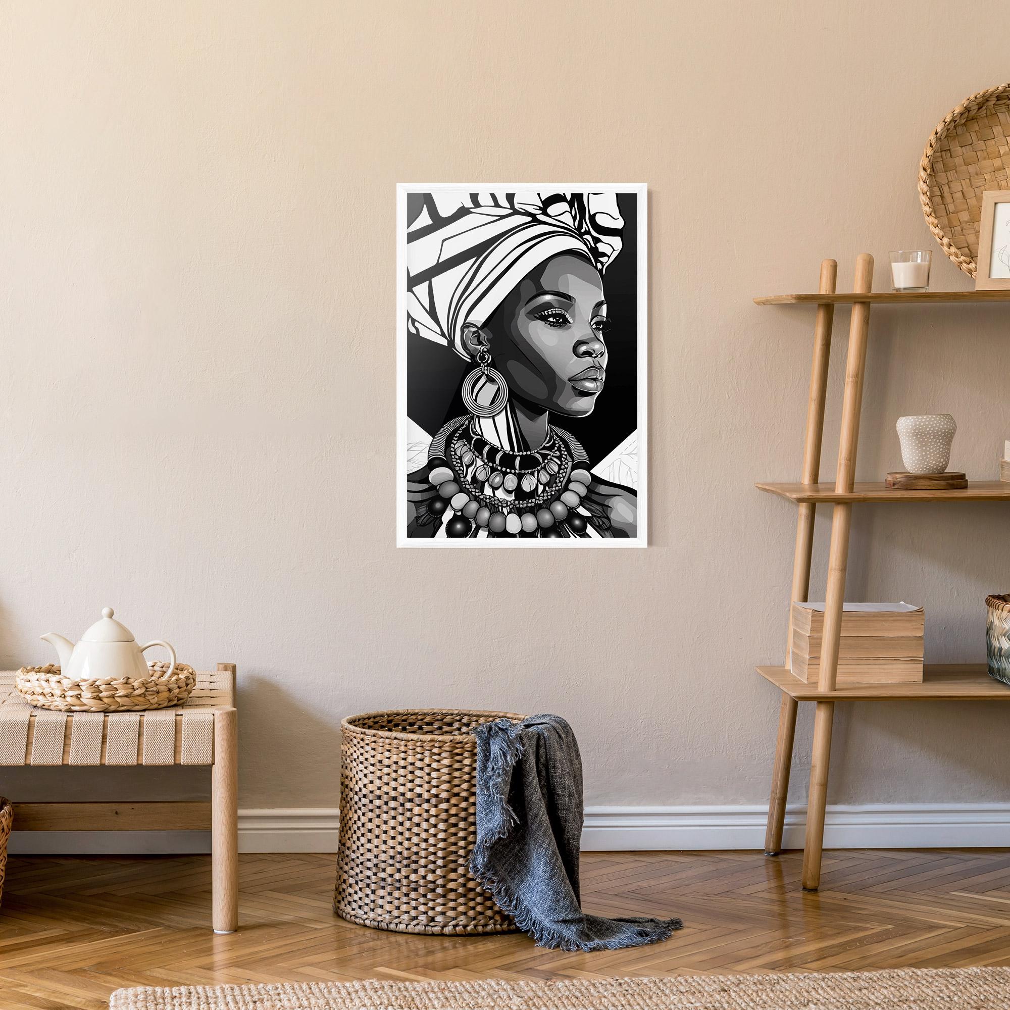 Keretezett Poszter Black White African mockup 9