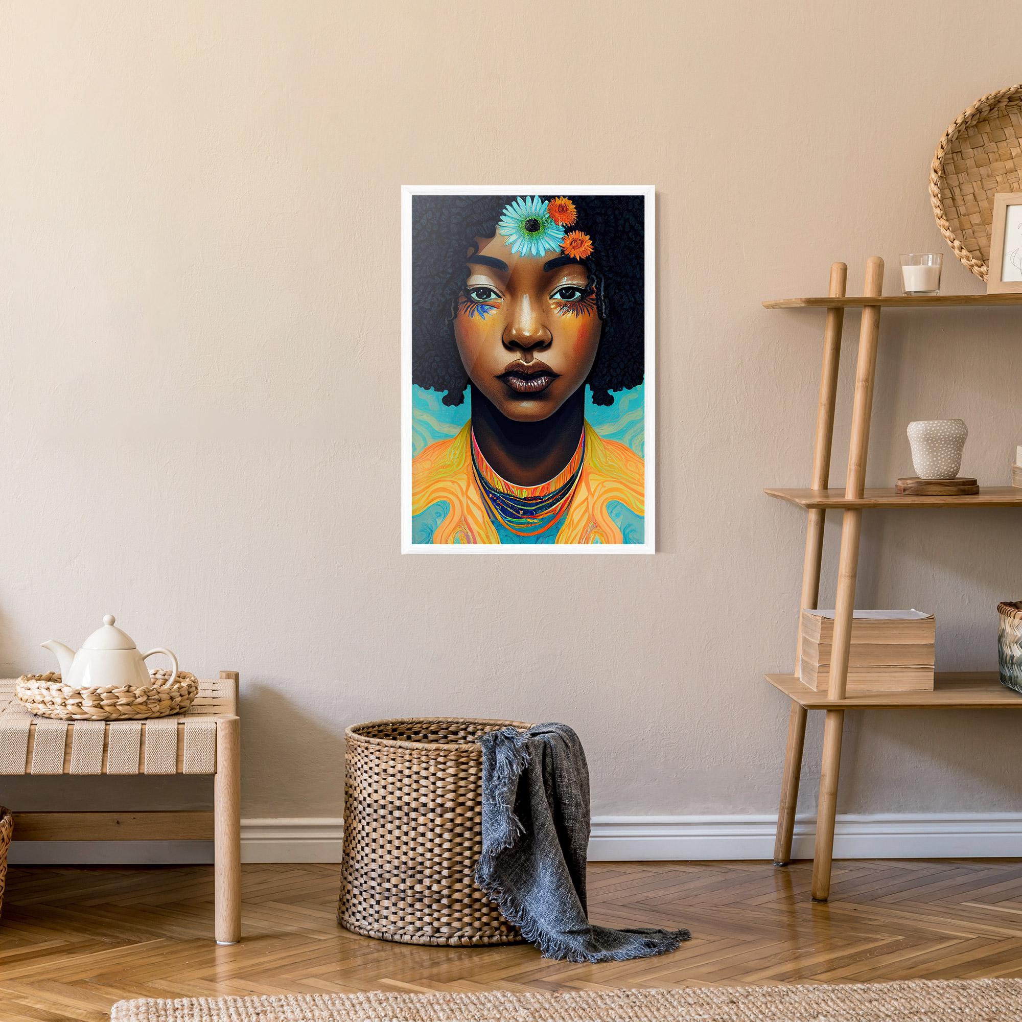 Keretezett Poszter Portrait With Flowers mockup 9