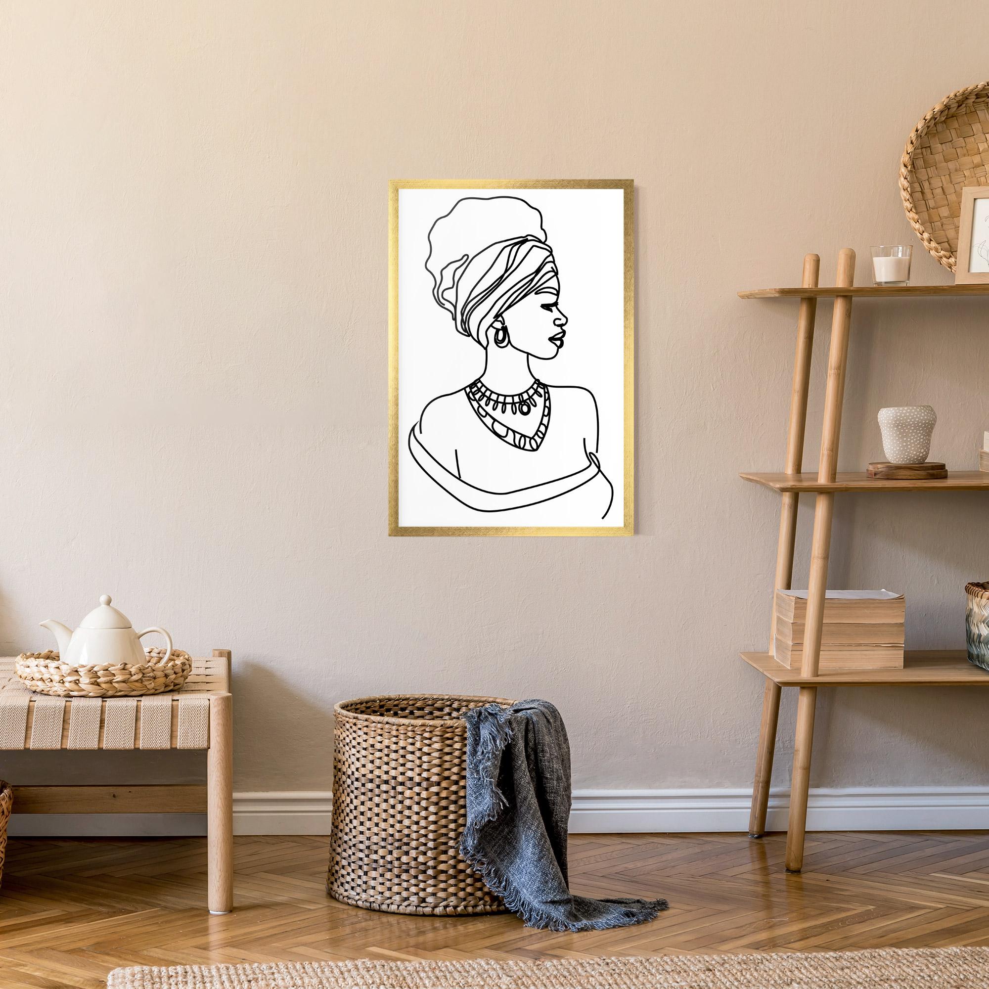 Keretezett Poszter Black Line African mockup 9