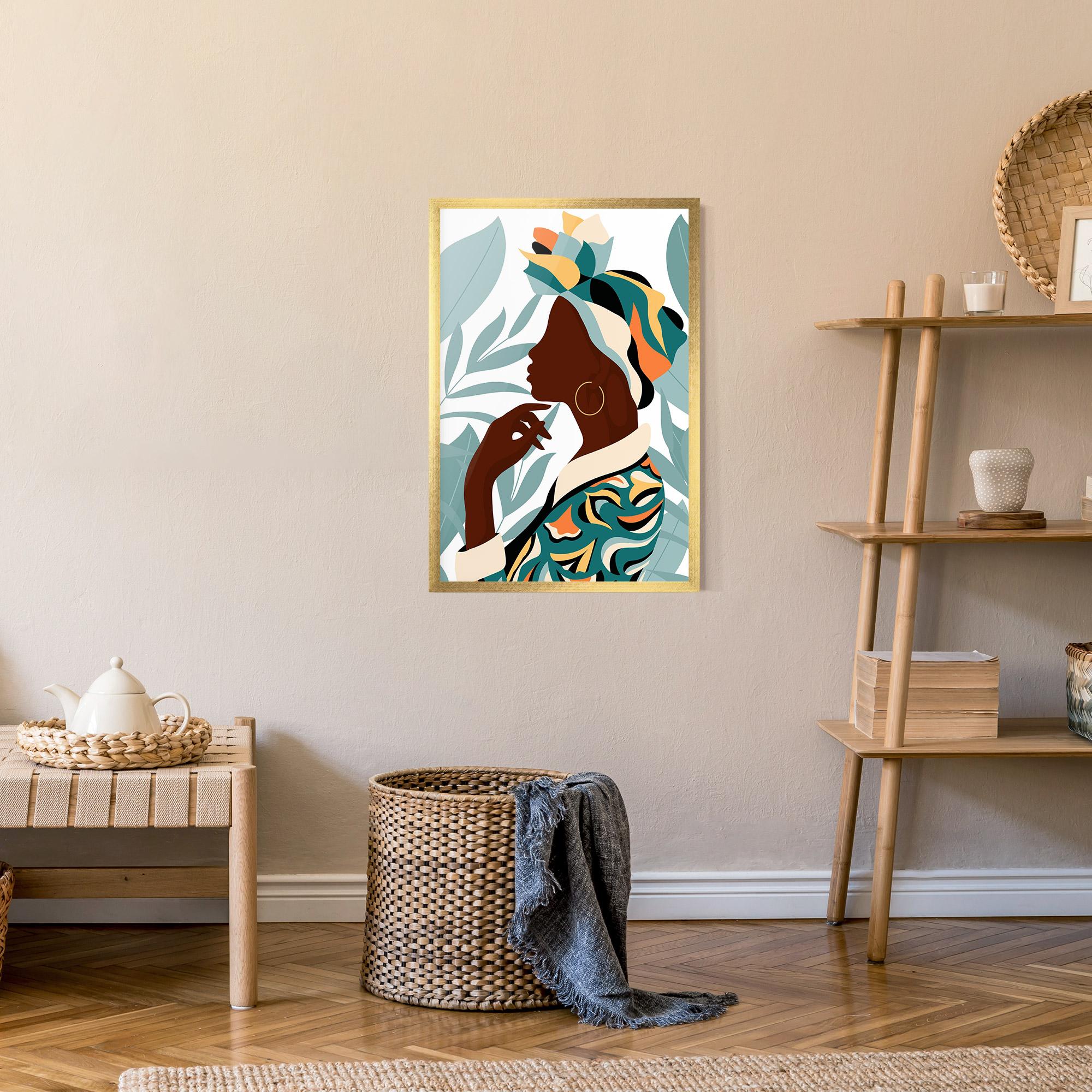 Keretezett Poszter Gold African Earring mockup 9