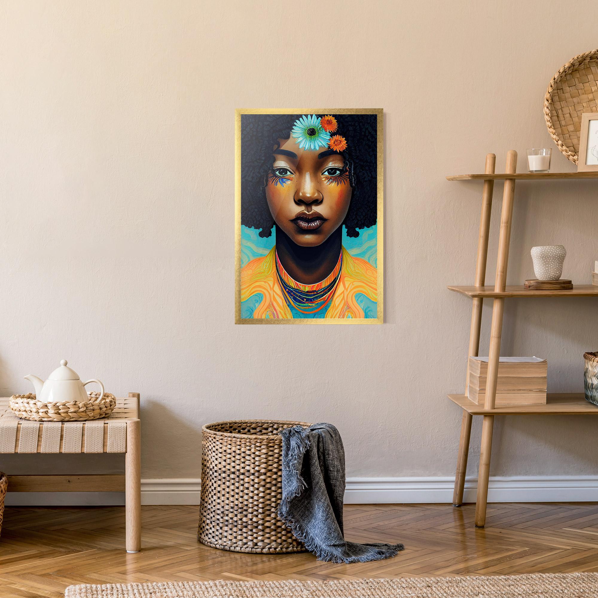 Keretezett Poszter Portrait With Flowers mockup 9