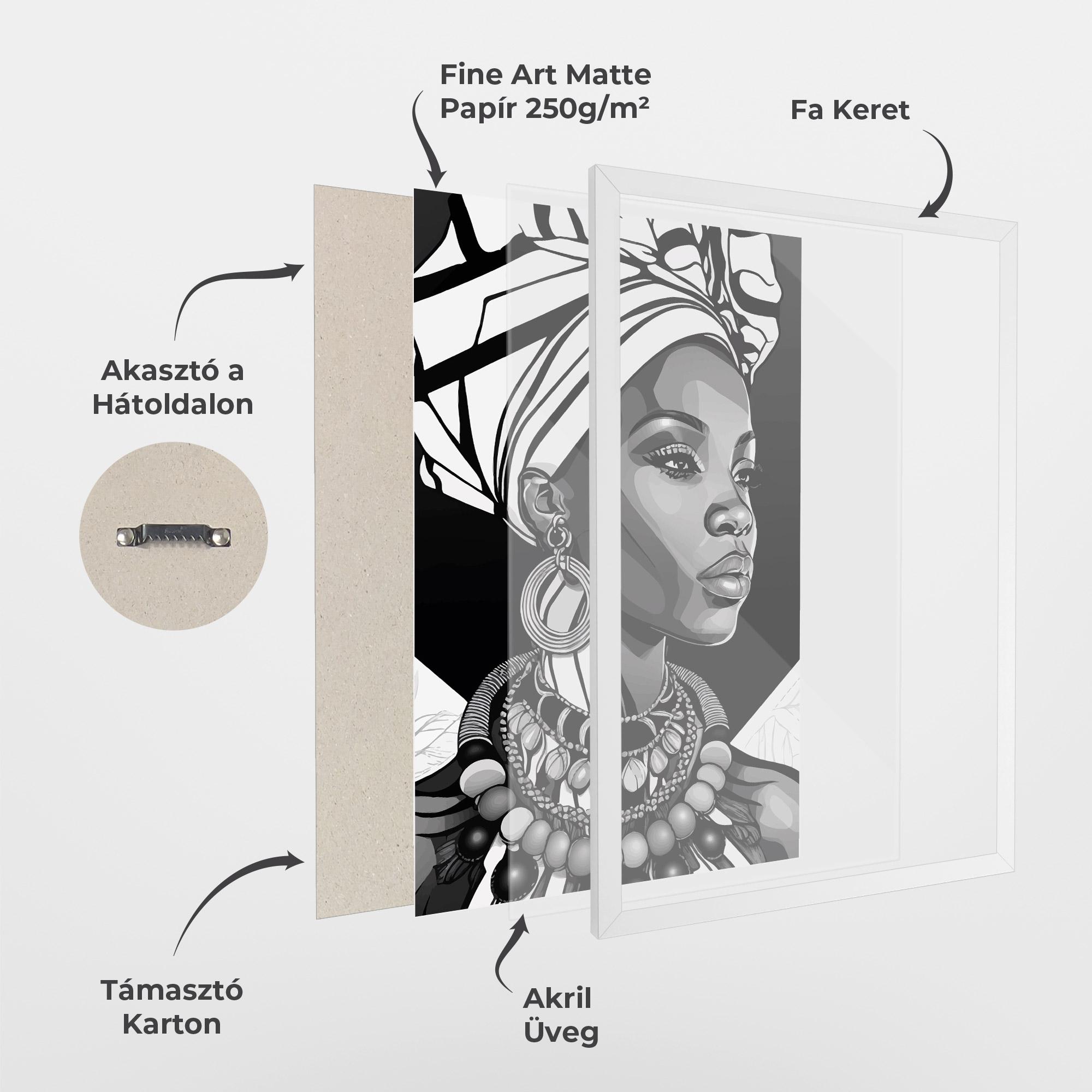 Keretezett Poszter Black White African mockup 1