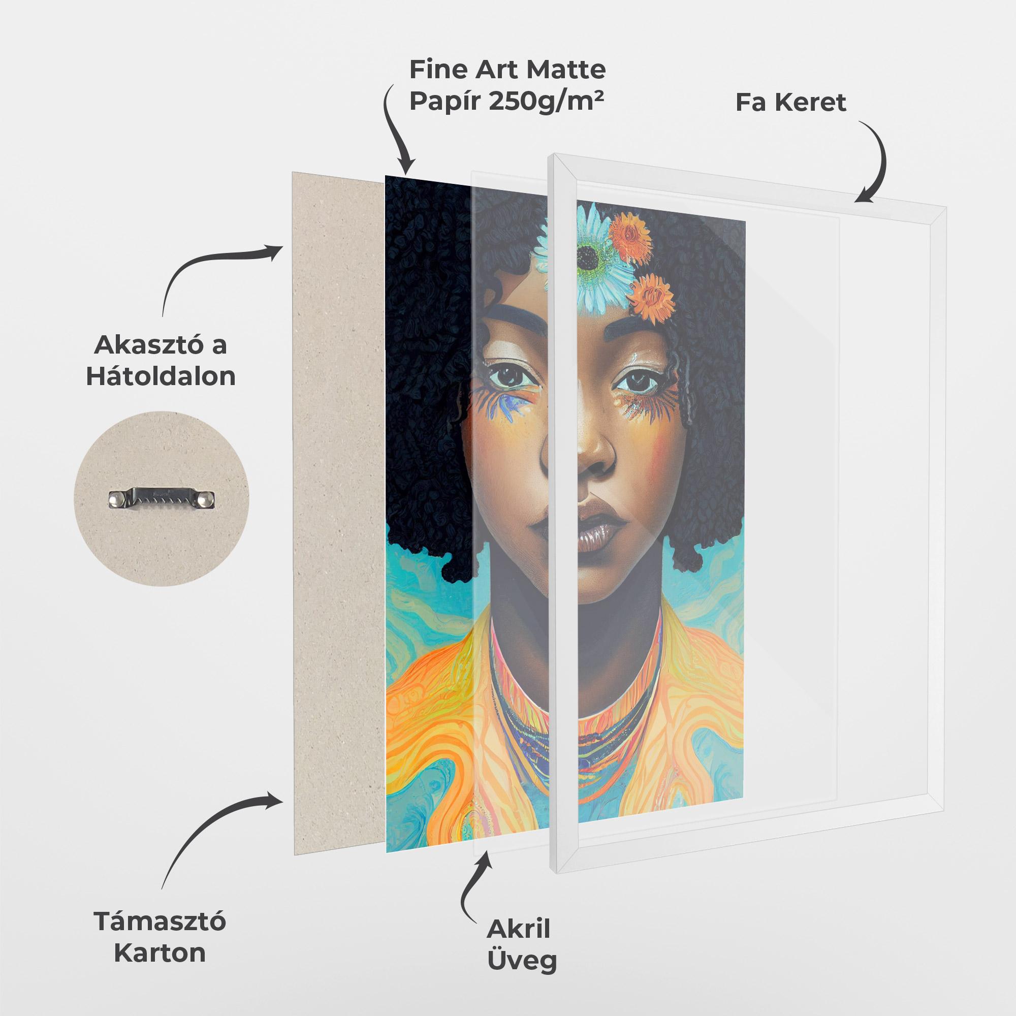 Keretezett Poszter Portrait With Flowers mockup 1