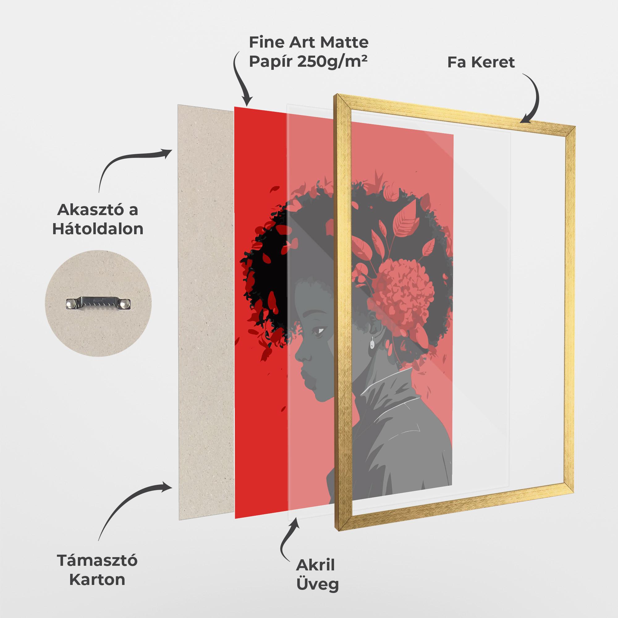 Keretezett Poszter African Red Flower mockup 1