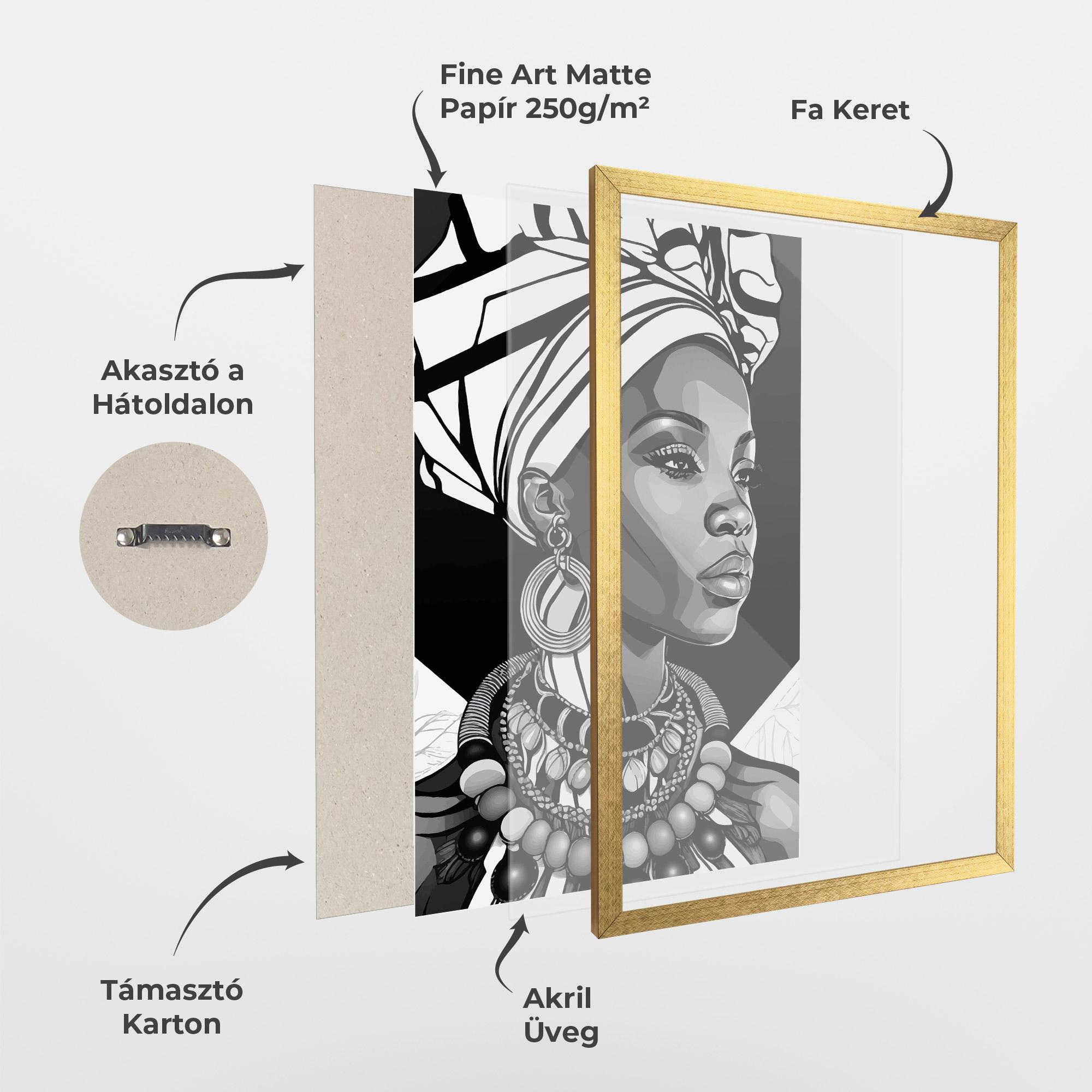 Keretezett Poszter Black White African mockup 1