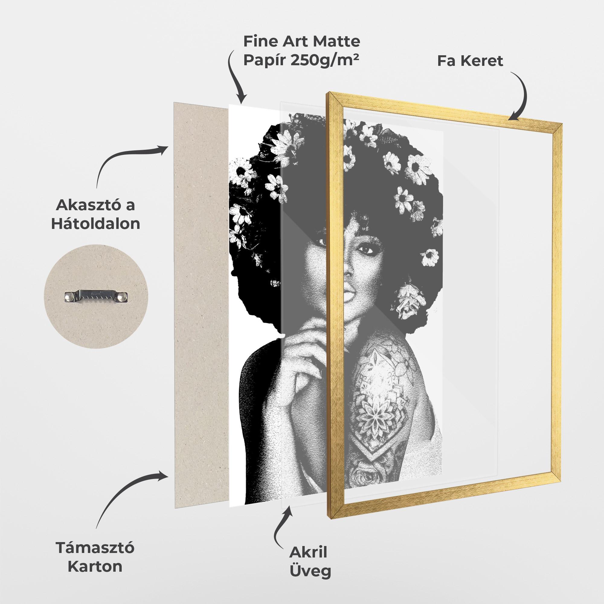 Keretezett Poszter Flower African Woman mockup 1